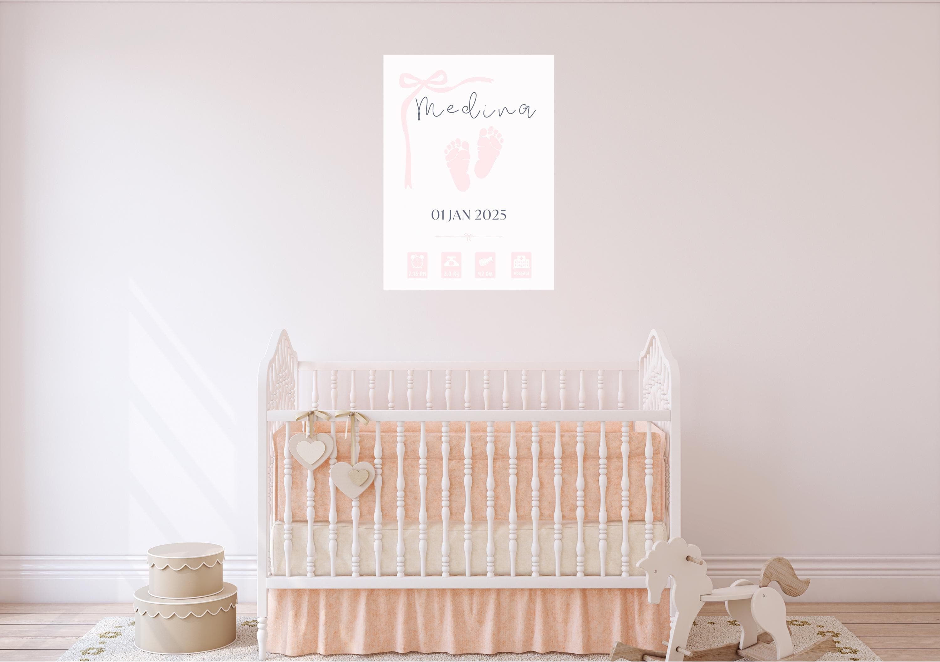 Personalized Baby Girl Birth Stats Print | Pink Nursery Decor (Digital Download) - image 5