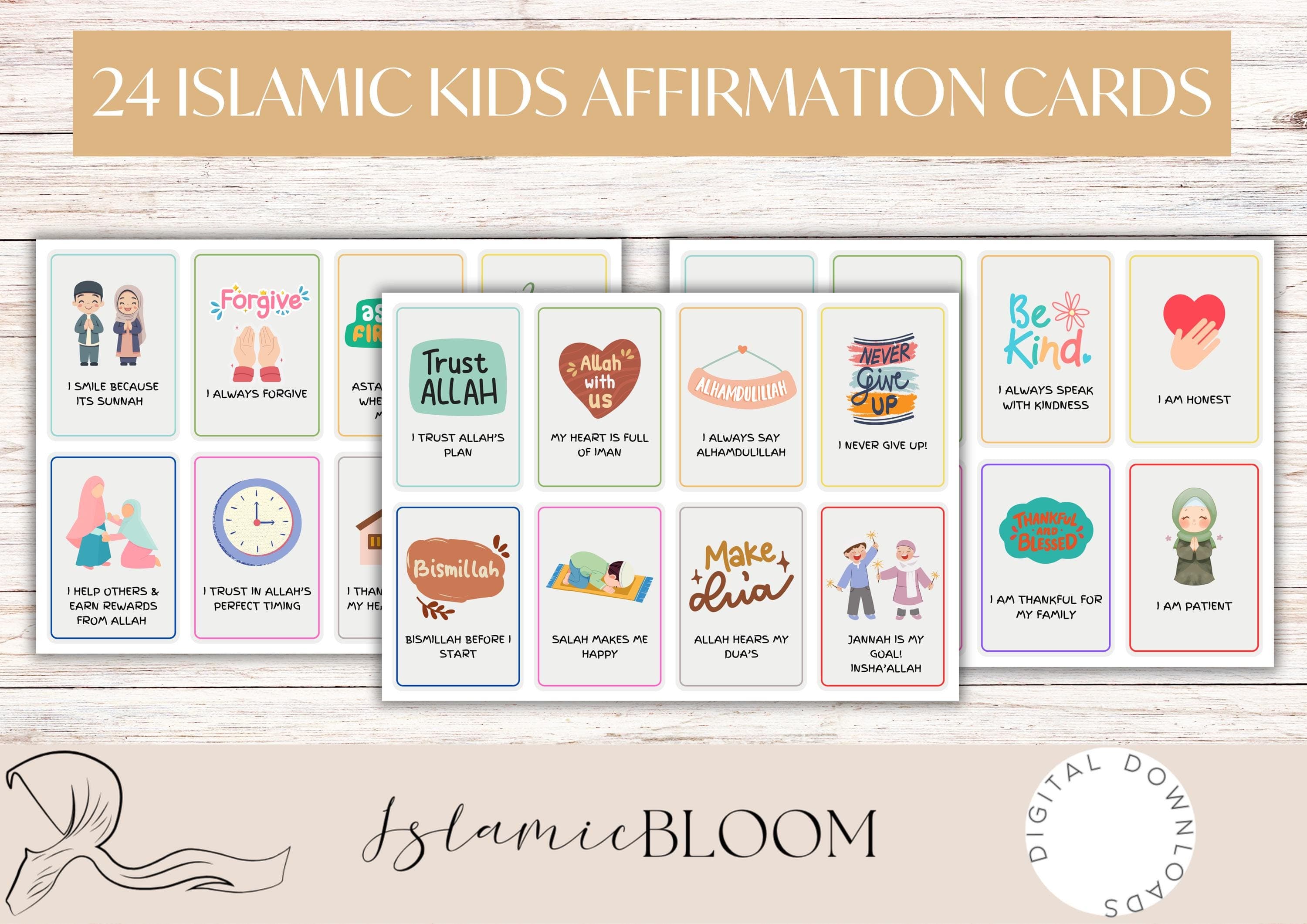 Islamic Kids Affirmation Cards – Faith-Based, Positive Mindset (A4 Printable) Ramadan Activity - image 3