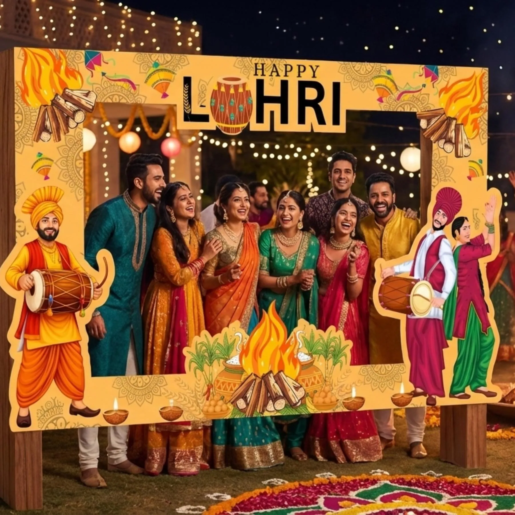 Lohri Photobooth framePrintable | Punjabi Festival Photo Frame | Lohri Party Decor | First lohri decor - image 4