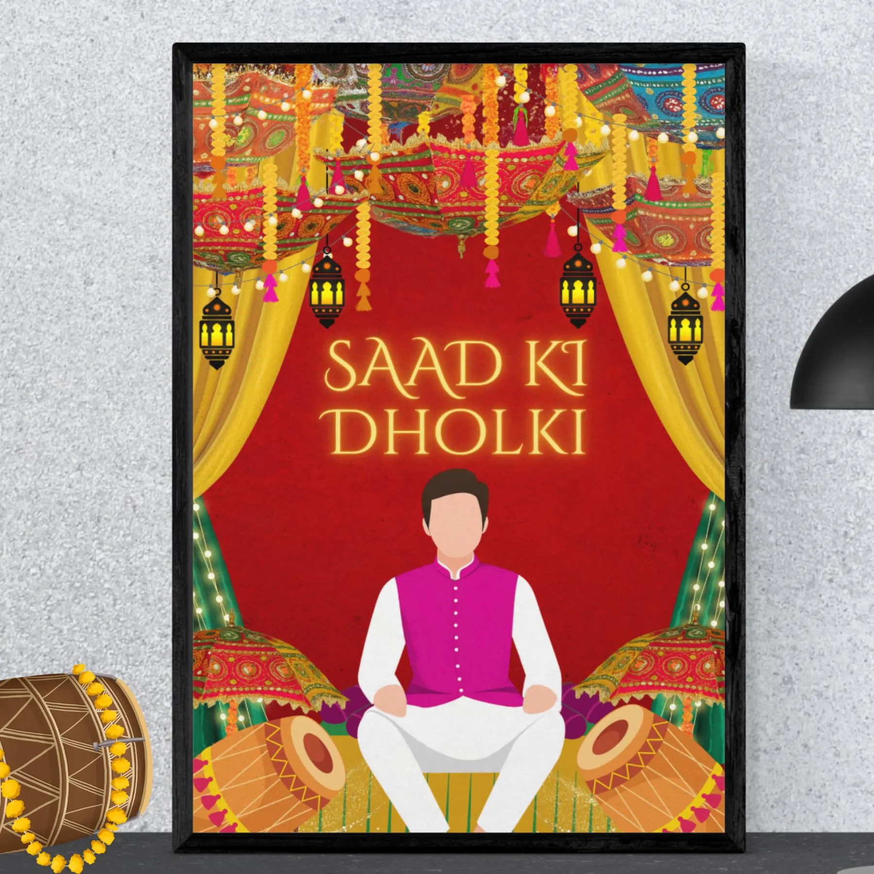 Custom Dholki Welcome Sign: Mehndi Night Decor (Digital Download) - image 4