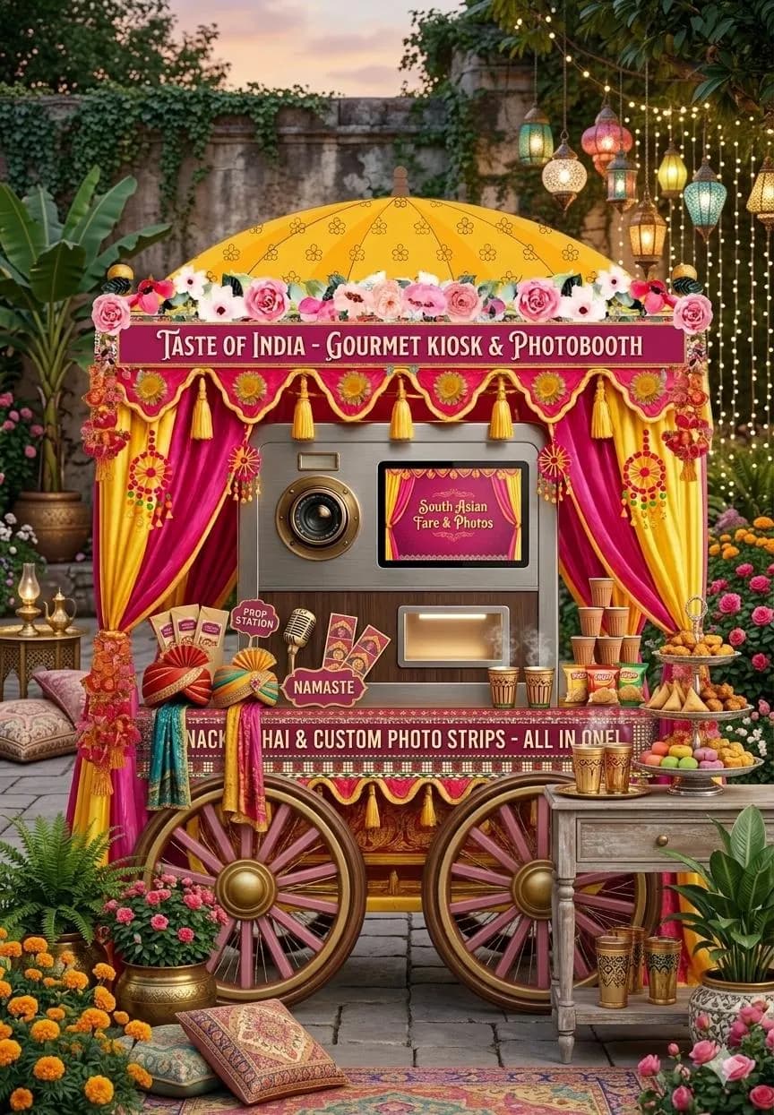 Indian Wedding Cart Photo Booth Backdrop | Floral Mehndi Haldi Party Decoration (Digital Download) - image 4