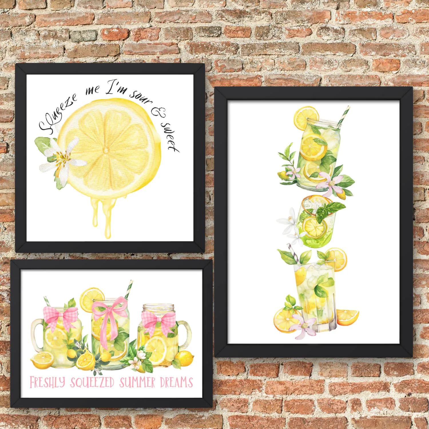 Watercolor Lemonade Art Prints: Summer Kitchen Decor (Digital Download)