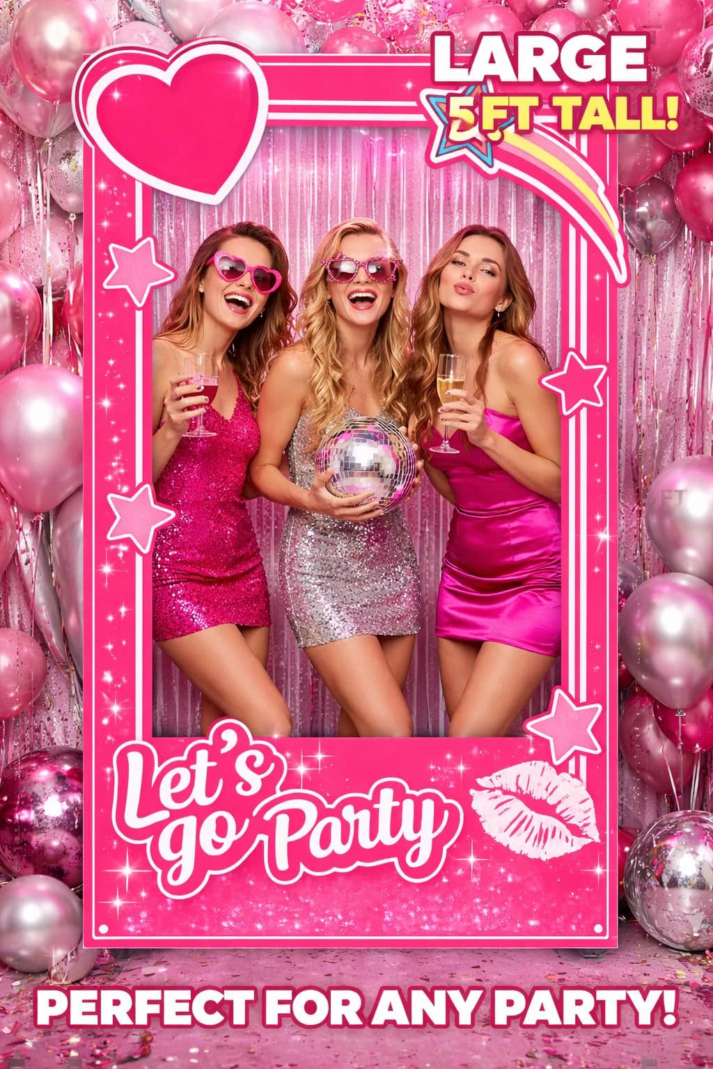 Pink Party Photo Booth Frame | 5ft Tall, Birthday, Bachelorette (Digital Download)