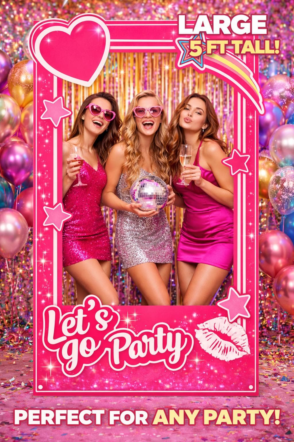 Pink Party Photo Booth Frame | 5ft Tall, Birthday, Bachelorette (Digital Download) - image 4