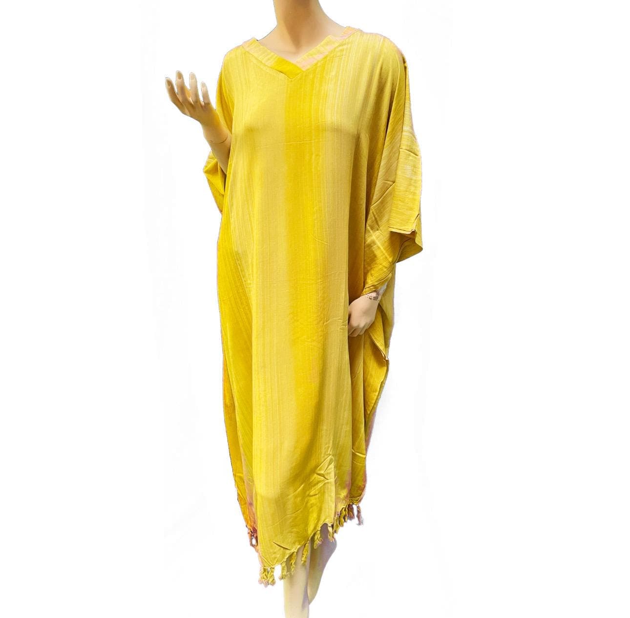 Handmade Stripey Batik Kaftan: Vibrant Ethnic Long Dress