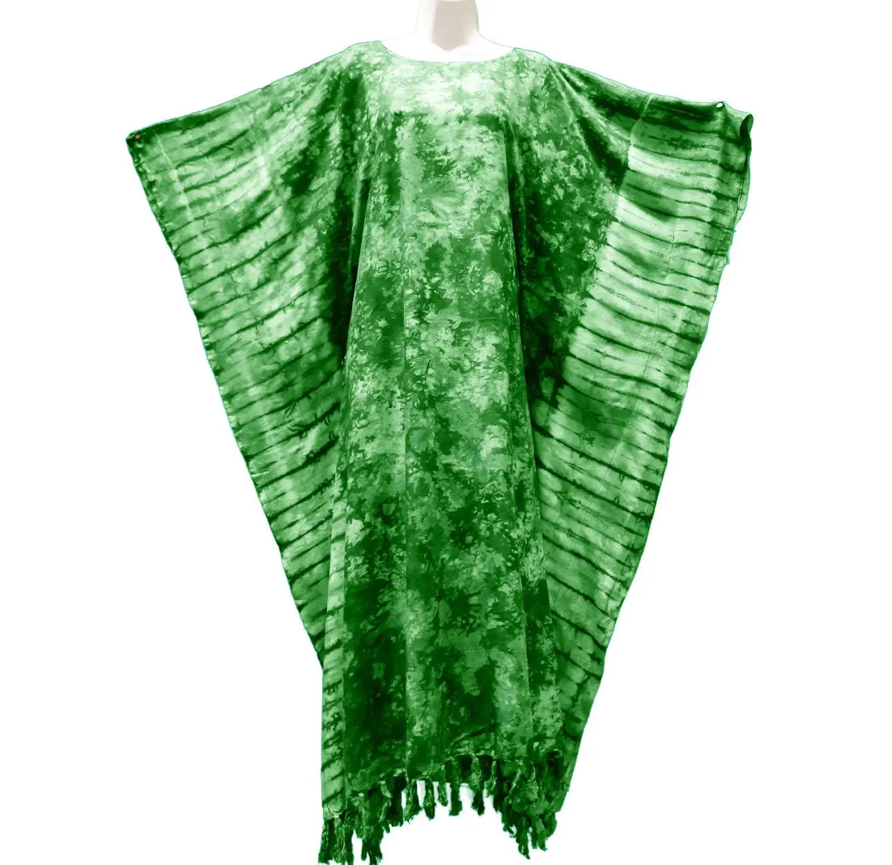 Handmade Tie Dye Kaftan Dress: Vibrant Ethnic Tassel Cover-Up