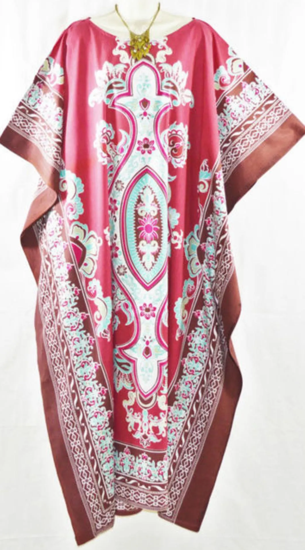 Handmade Batik Cotton Kaftan Dress, Freesize Boho Cover-Up - image 4