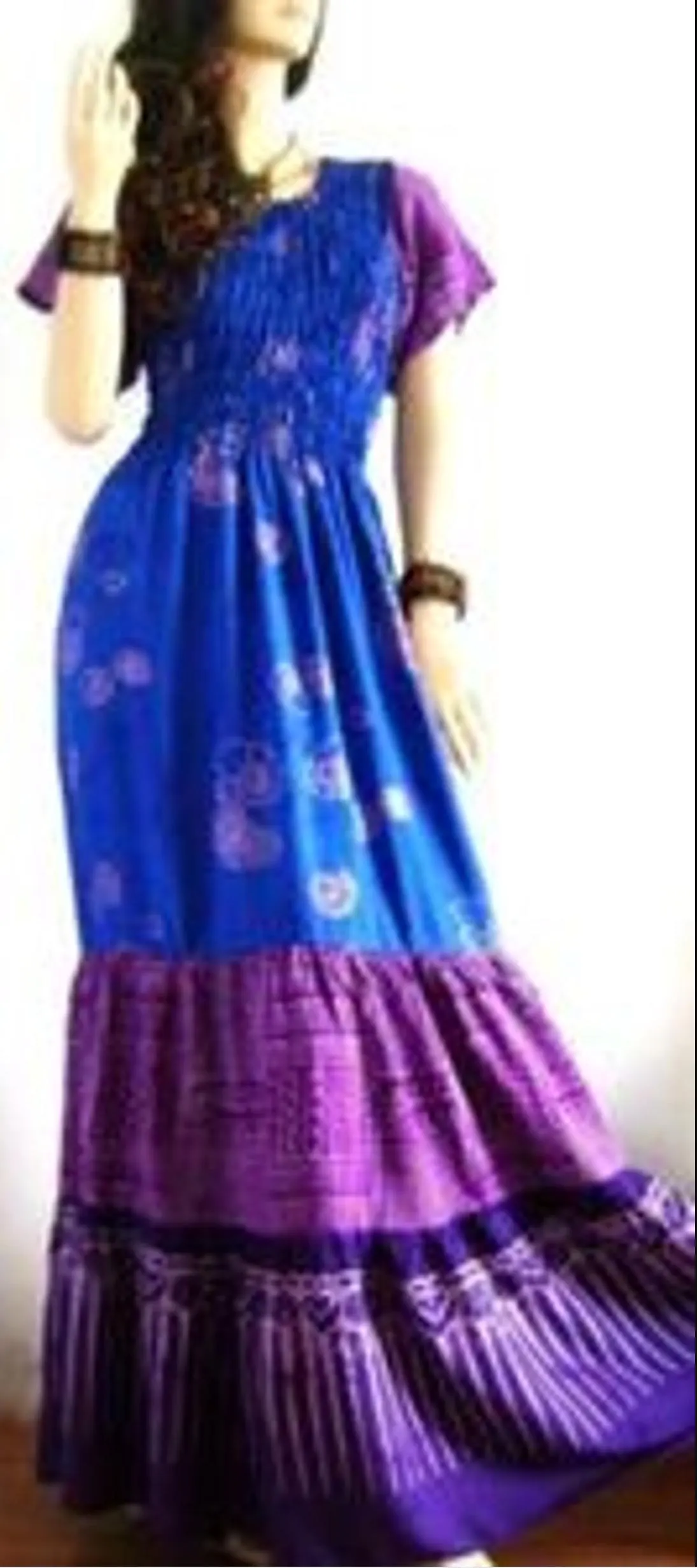 Blue Tiered Maxi Dress – Smocked Boho Cottagecore Style