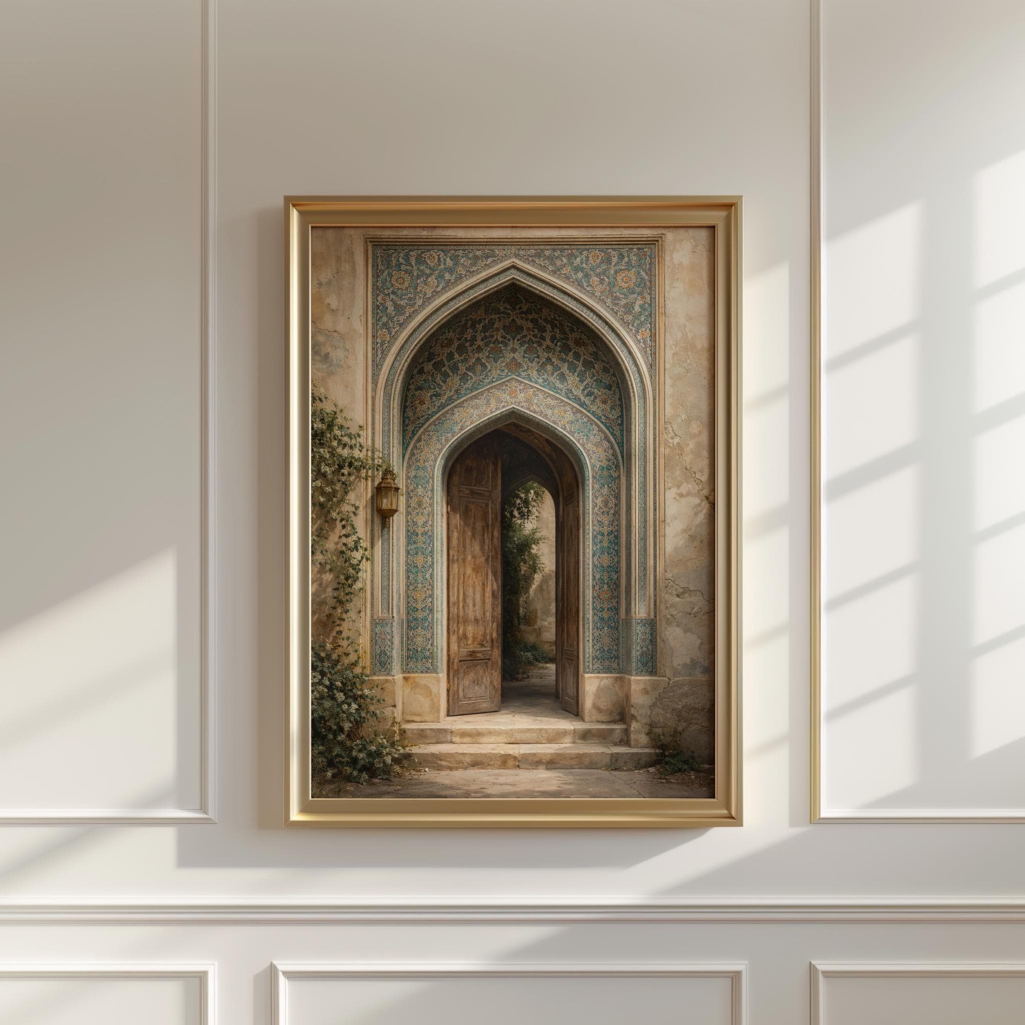 Persian Arch Doorway Wall Art Print, Islamic Tile Architecture, Ornate Iranian Entrance, Blue Mosaic Arch Decor, Persian Door Art - image 3