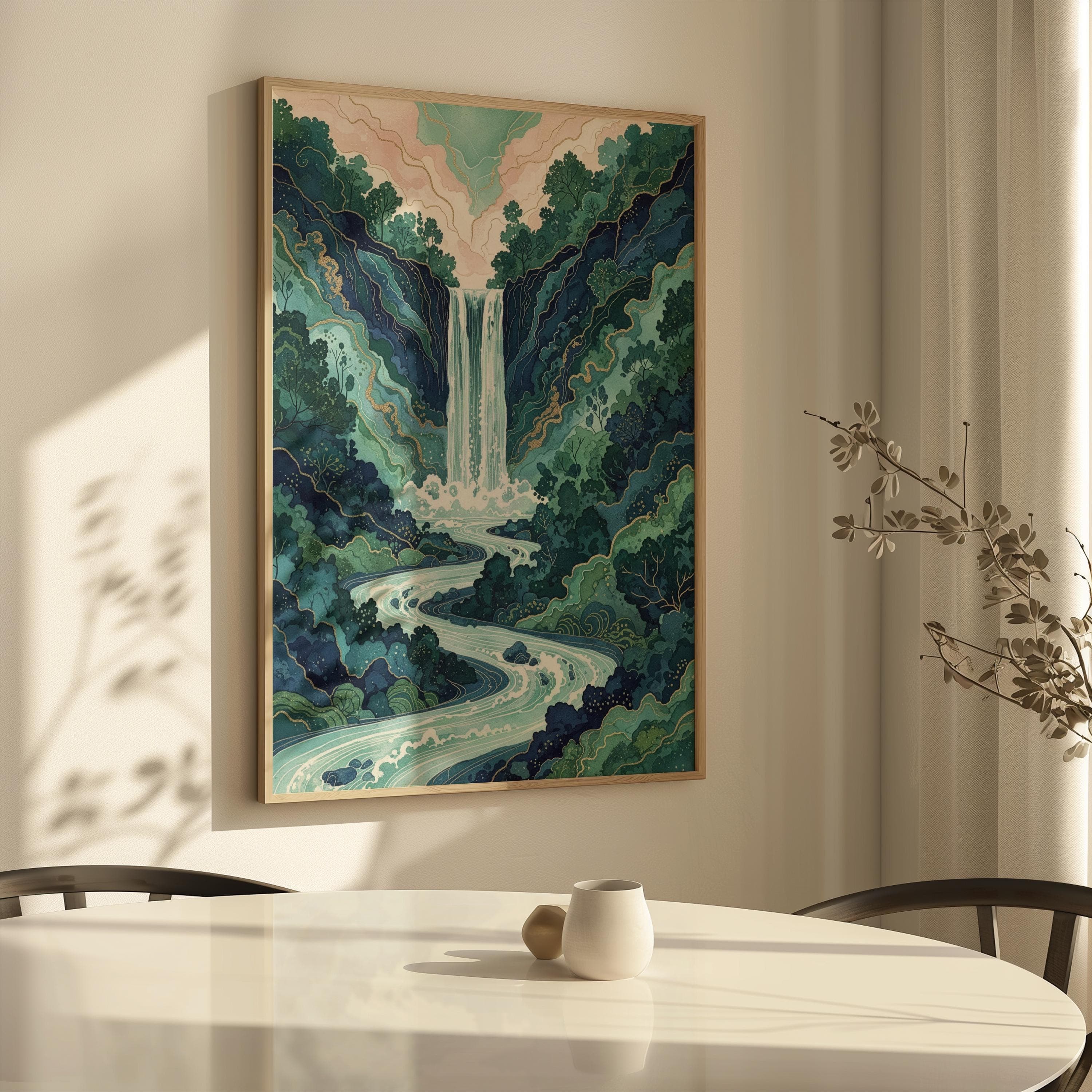 Classic Japanese Ukiyo-e Waterfall Print – Hokusai Inspired Landscape Wall Decor - image 4