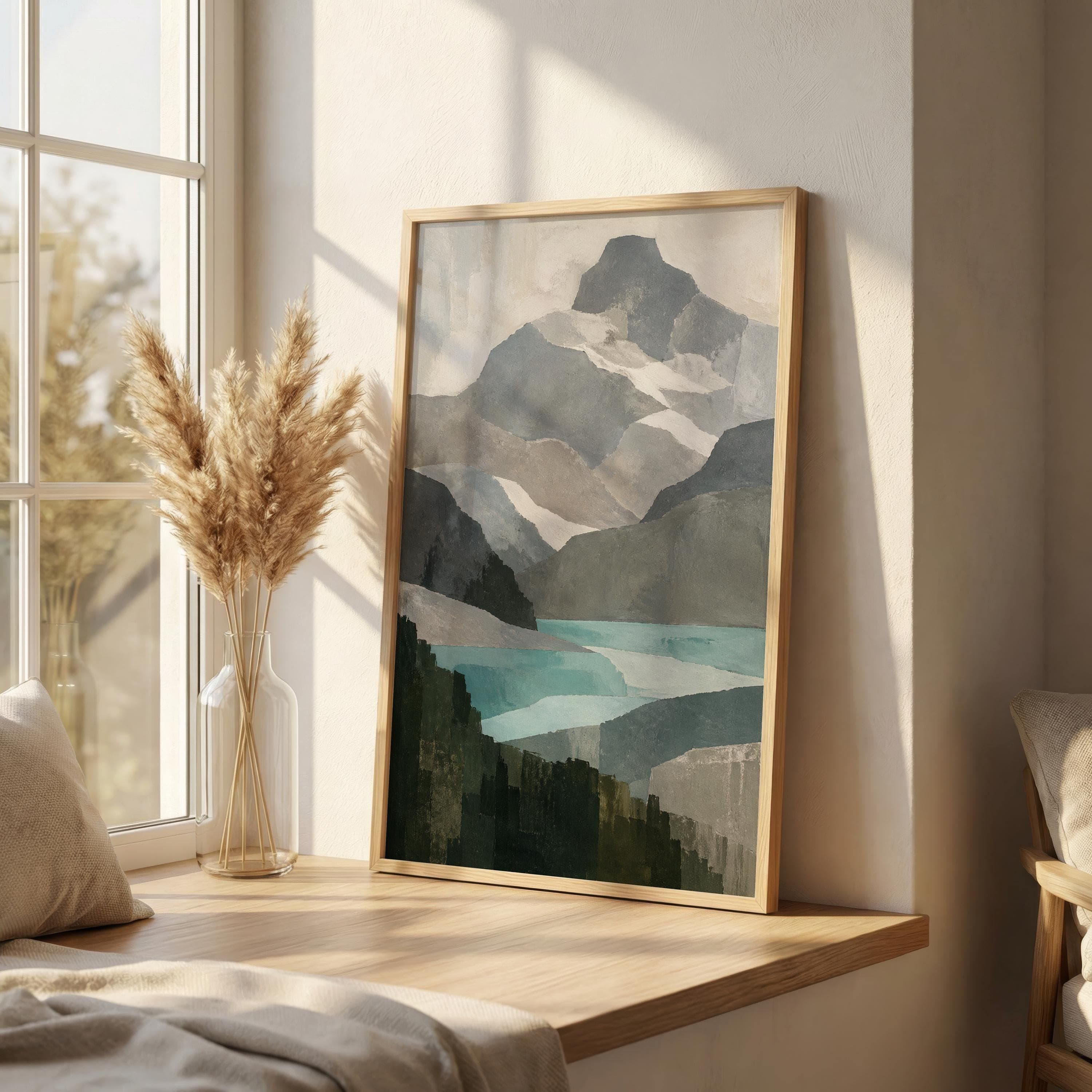 Lake Sorapis Abstract Wall Art, Dolomites Mountain Print, Neutral Alpine Landscape, Modern Italian Decor - image 5