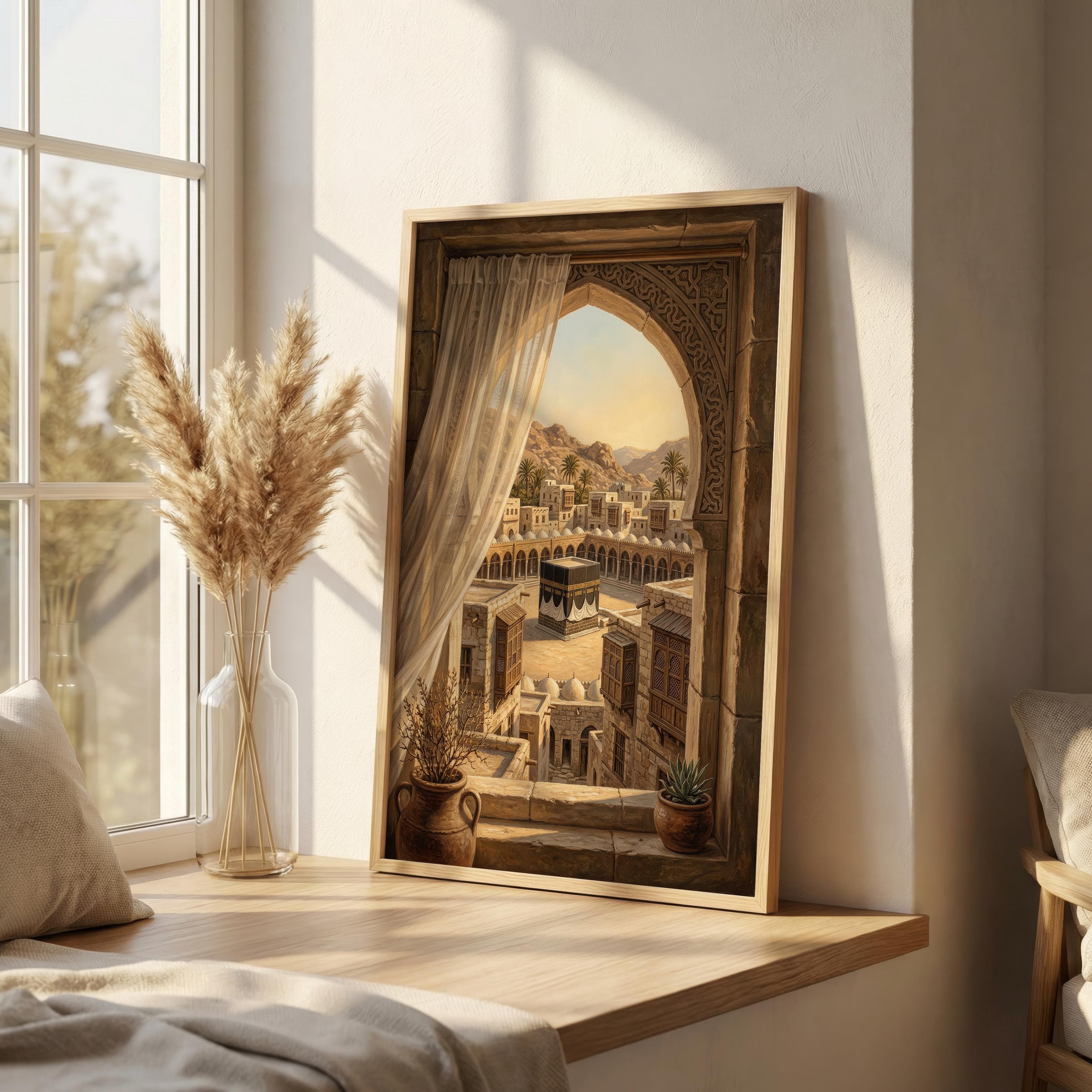 Mecca Wall Art Print | Window View of Masjid al Haram | Kaaba Islamic Home Decor - image 4