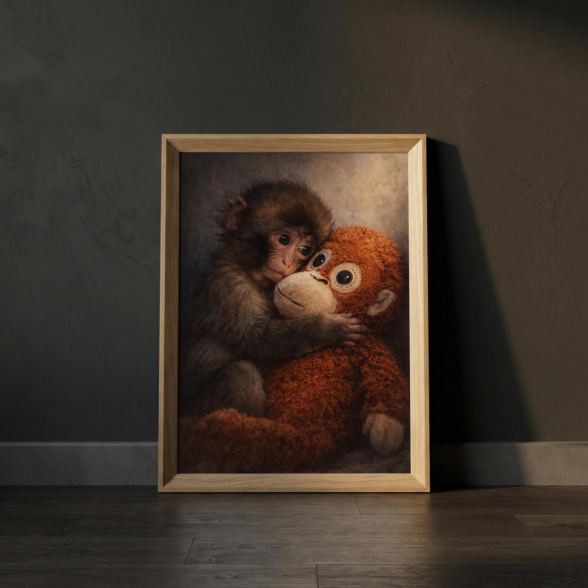 Punch Monkey Wall Art Print, Cute Baby Monkey Poster, Viral Monkey Illustration, Nursery Animal Decor, Cozy Kids Room Artwork - image 3