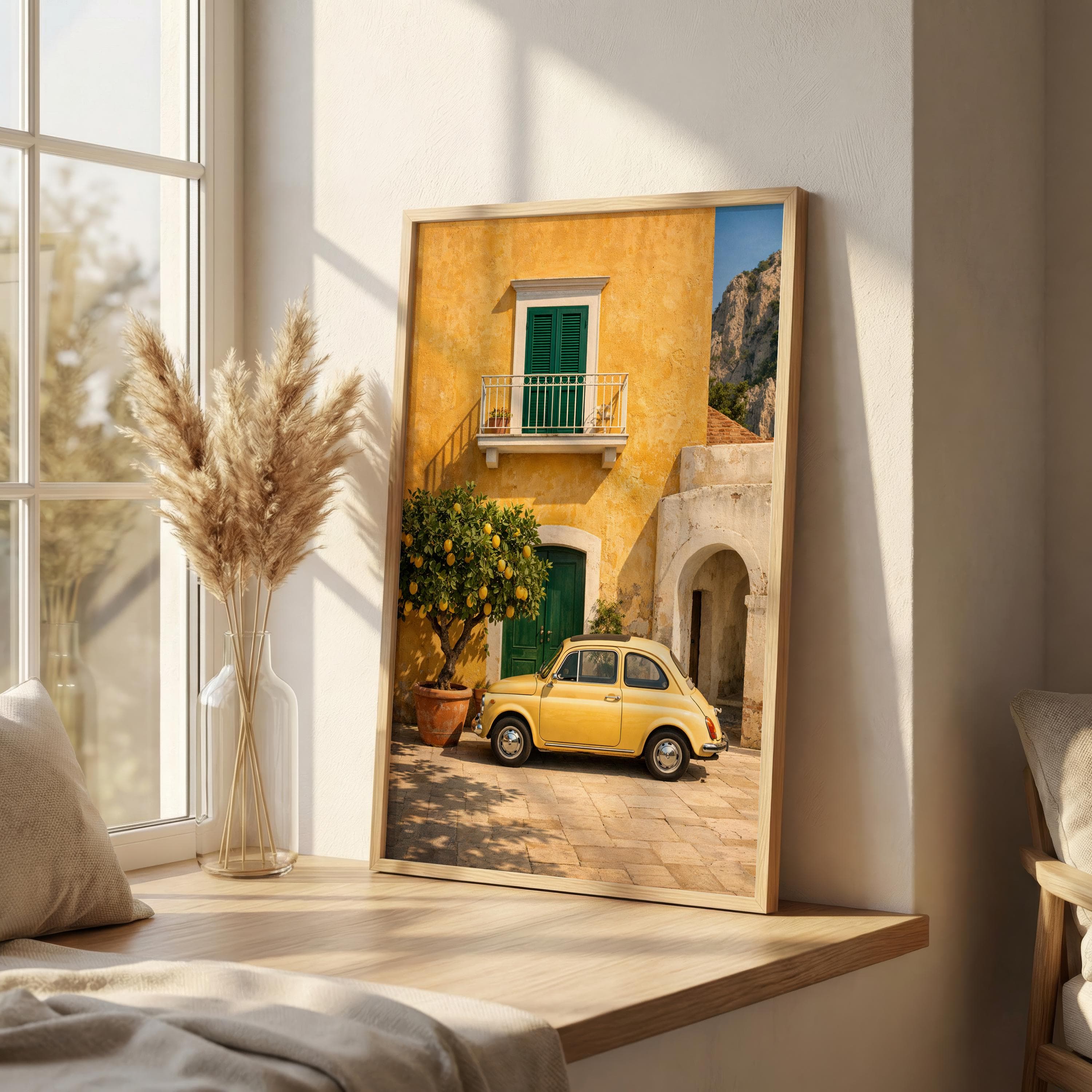 Mediterranean Lemon Tree Wall Art, Vintage Yellow Car Poster, Italian Summer Decor, Amalfi Coast Travel Print, Kitchen Wall Art - image 5