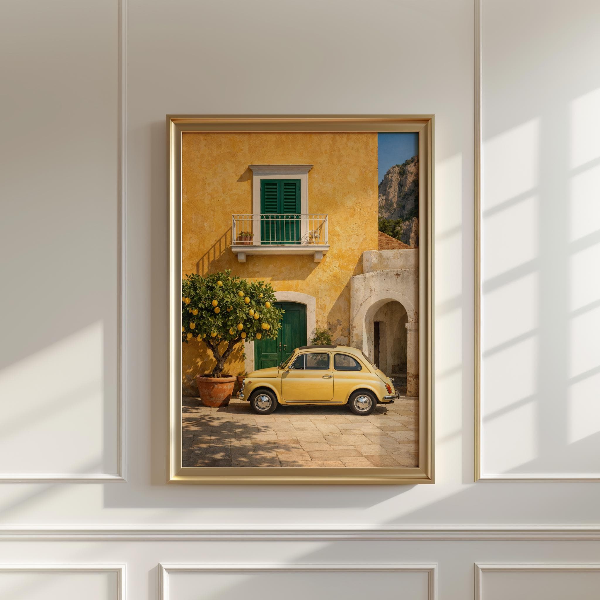 Mediterranean Lemon Tree Wall Art, Vintage Yellow Car Poster, Italian Summer Decor, Amalfi Coast Travel Print, Kitchen Wall Art - image 4