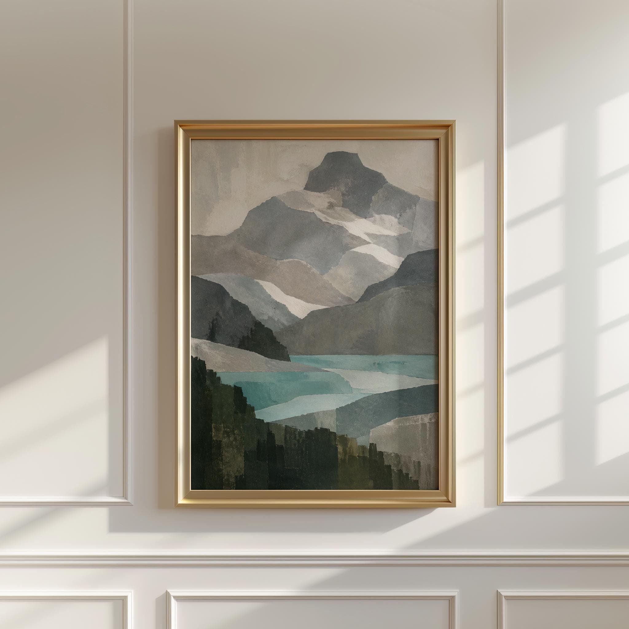 Lake Sorapis Abstract Wall Art, Dolomites Mountain Print, Neutral Alpine Landscape, Modern Italian Decor - image 4