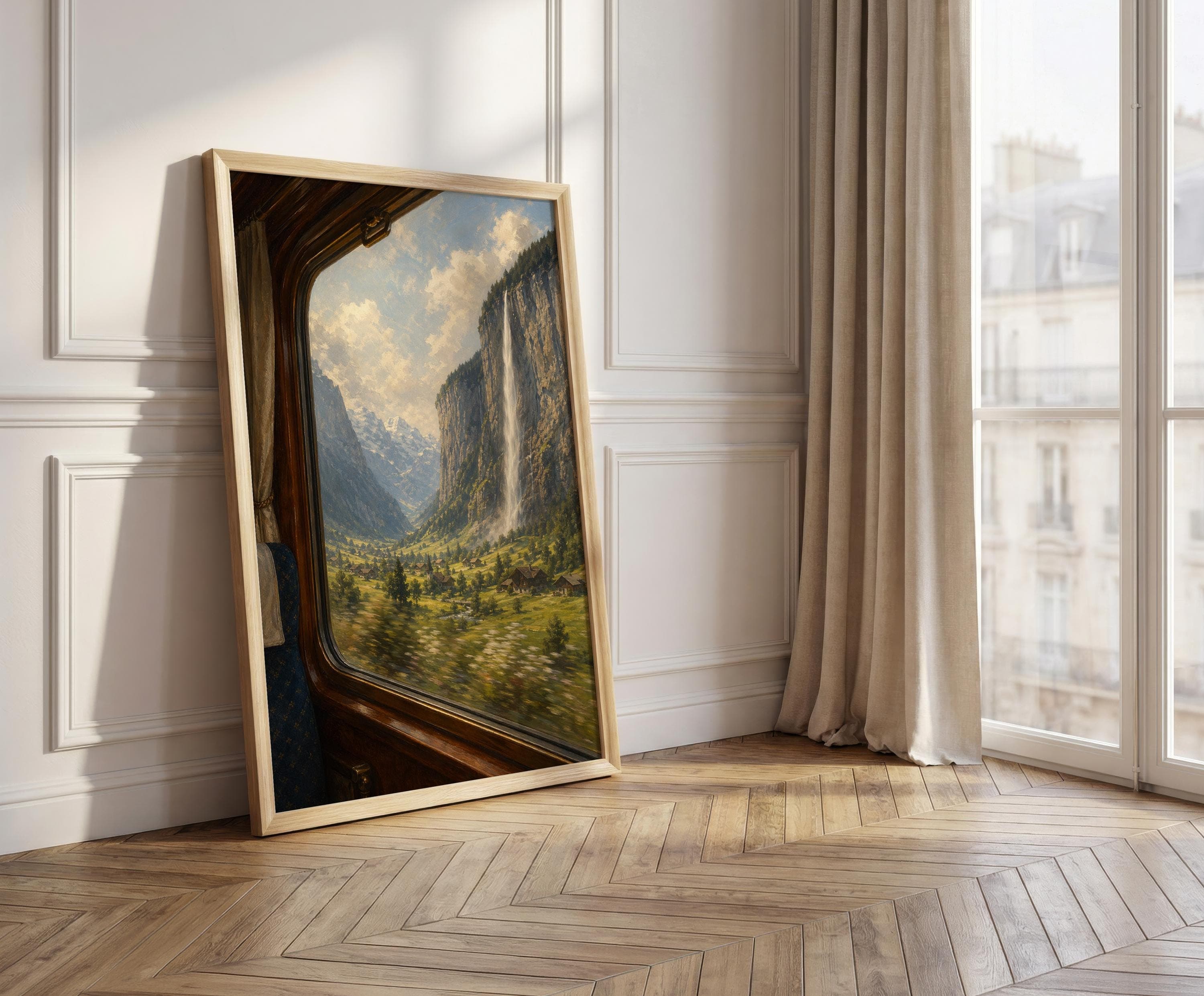 Lauterbrunnen Valley Train Window Print, Switzerland Wall Art, Swiss Alps Landscape, Alpine Travel Fine Art, Waterfall Mountain Poster - image 3