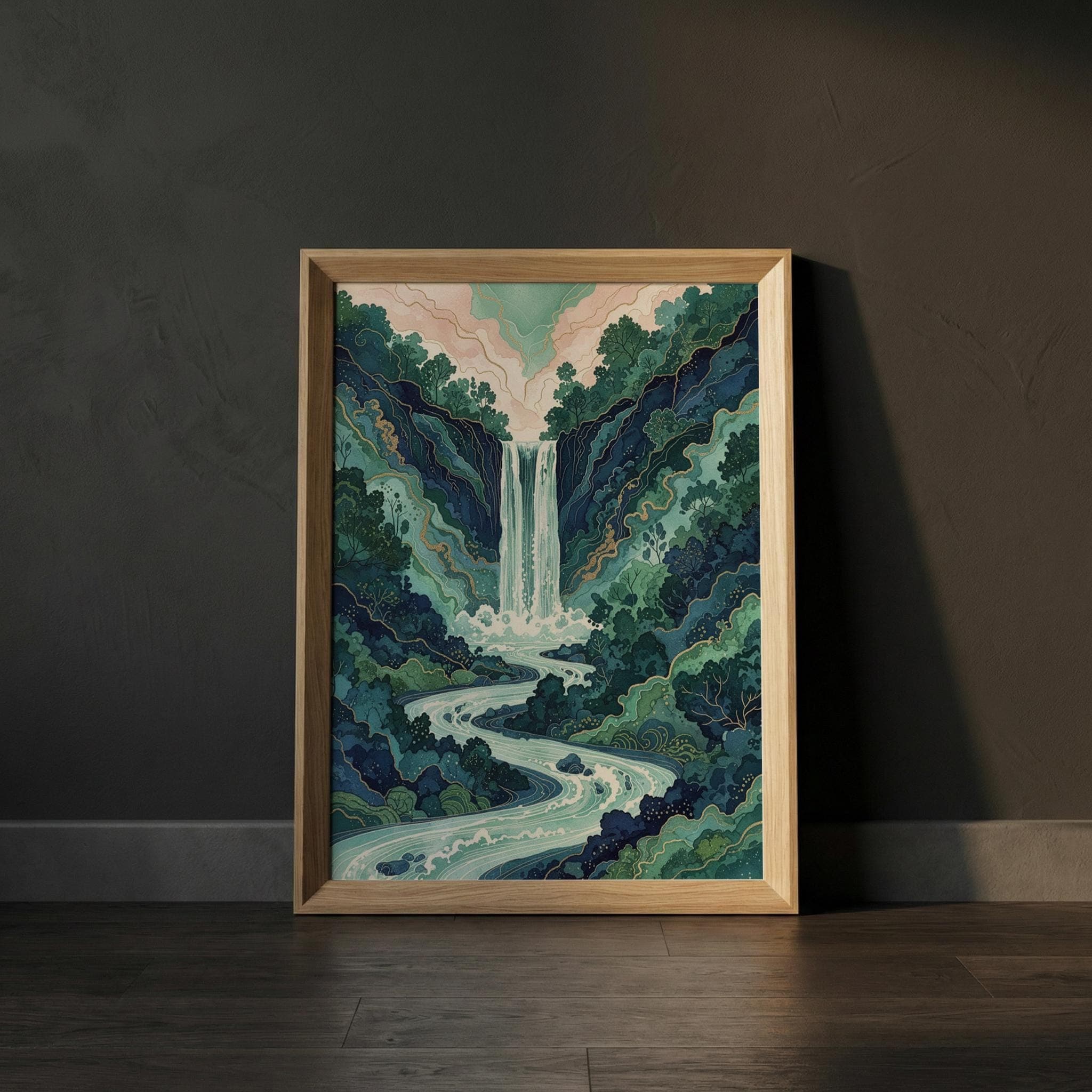 Classic Japanese Ukiyo-e Waterfall Print – Hokusai Inspired Landscape Wall Decor - image 5