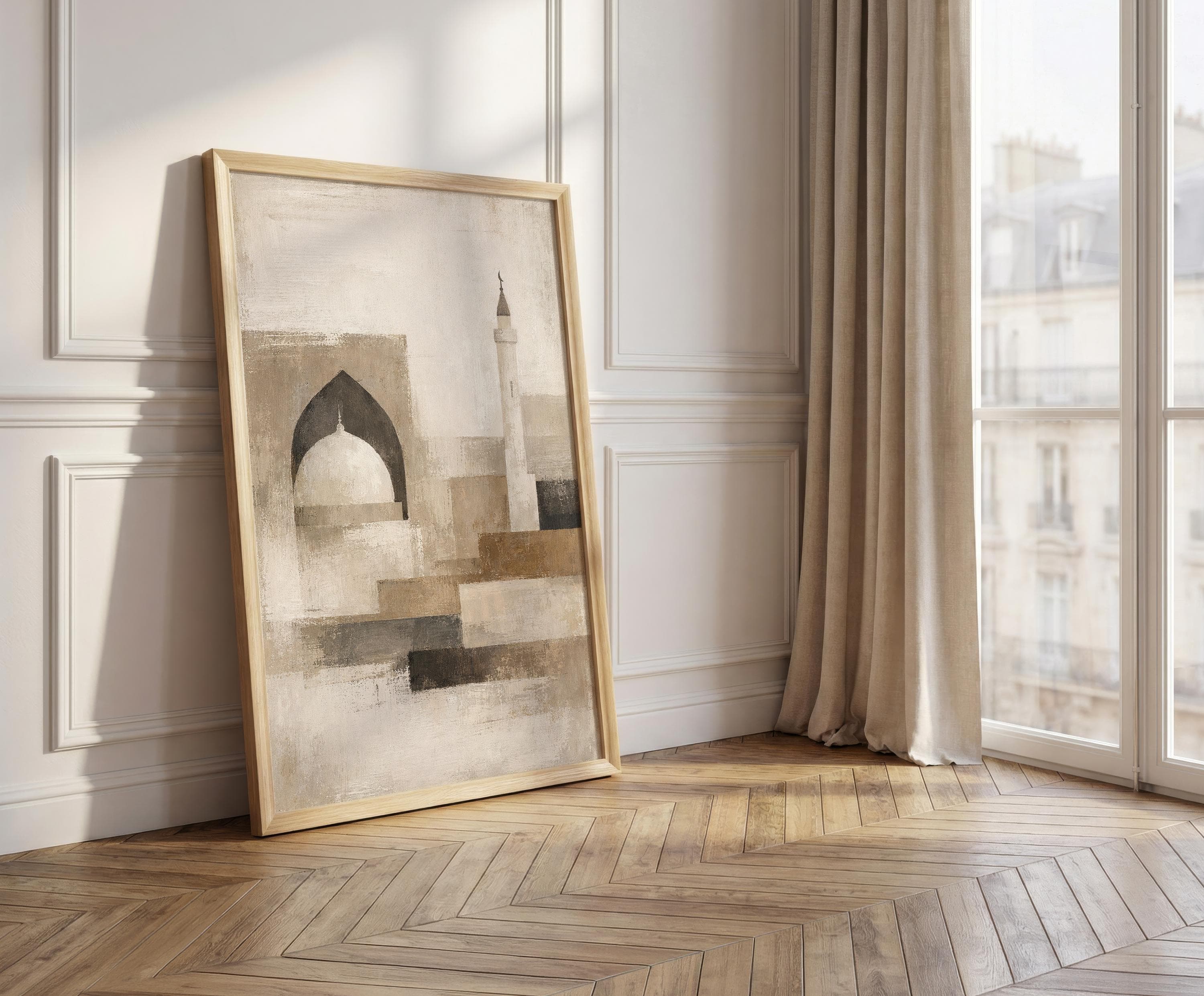 Modern Islamic Wall Art, Abstract Mosque Arch Print, Neutral Beige Islamic Decor, Minimalist Muslim Wall Art - image 3