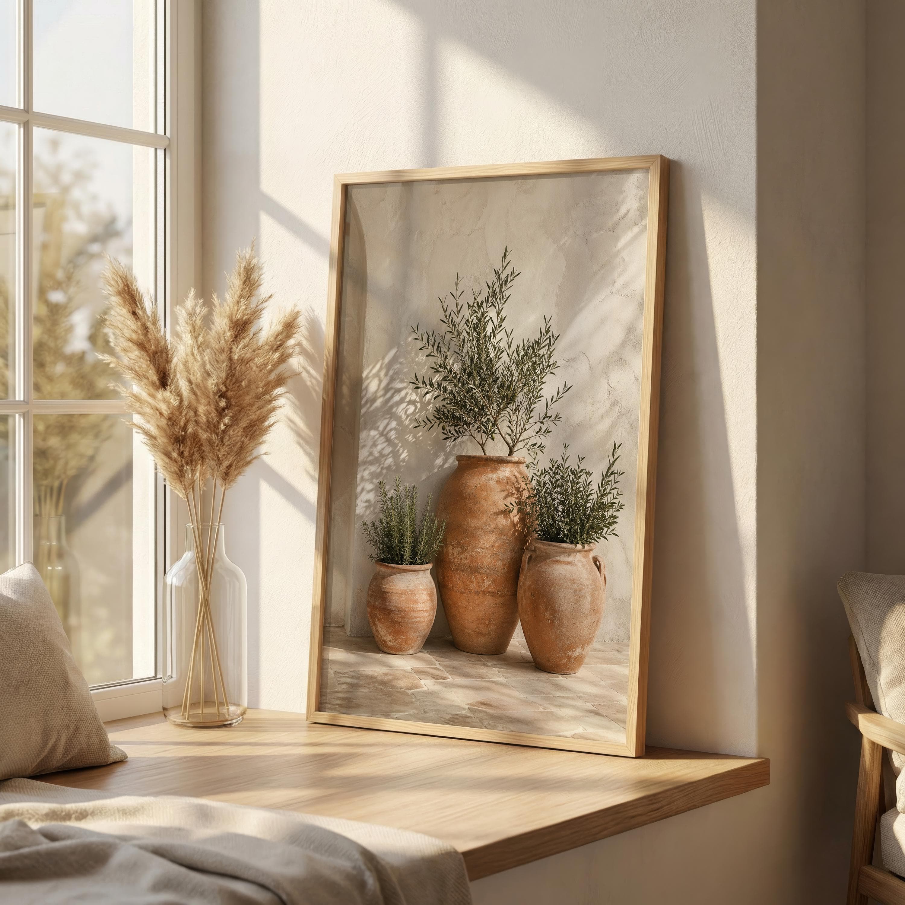 Mediterranean Terracotta Pot Print, Andalusian Courtyard Wall Art, Olive Rosemary Botanical Poster, Neutral Villa Decor - image 5