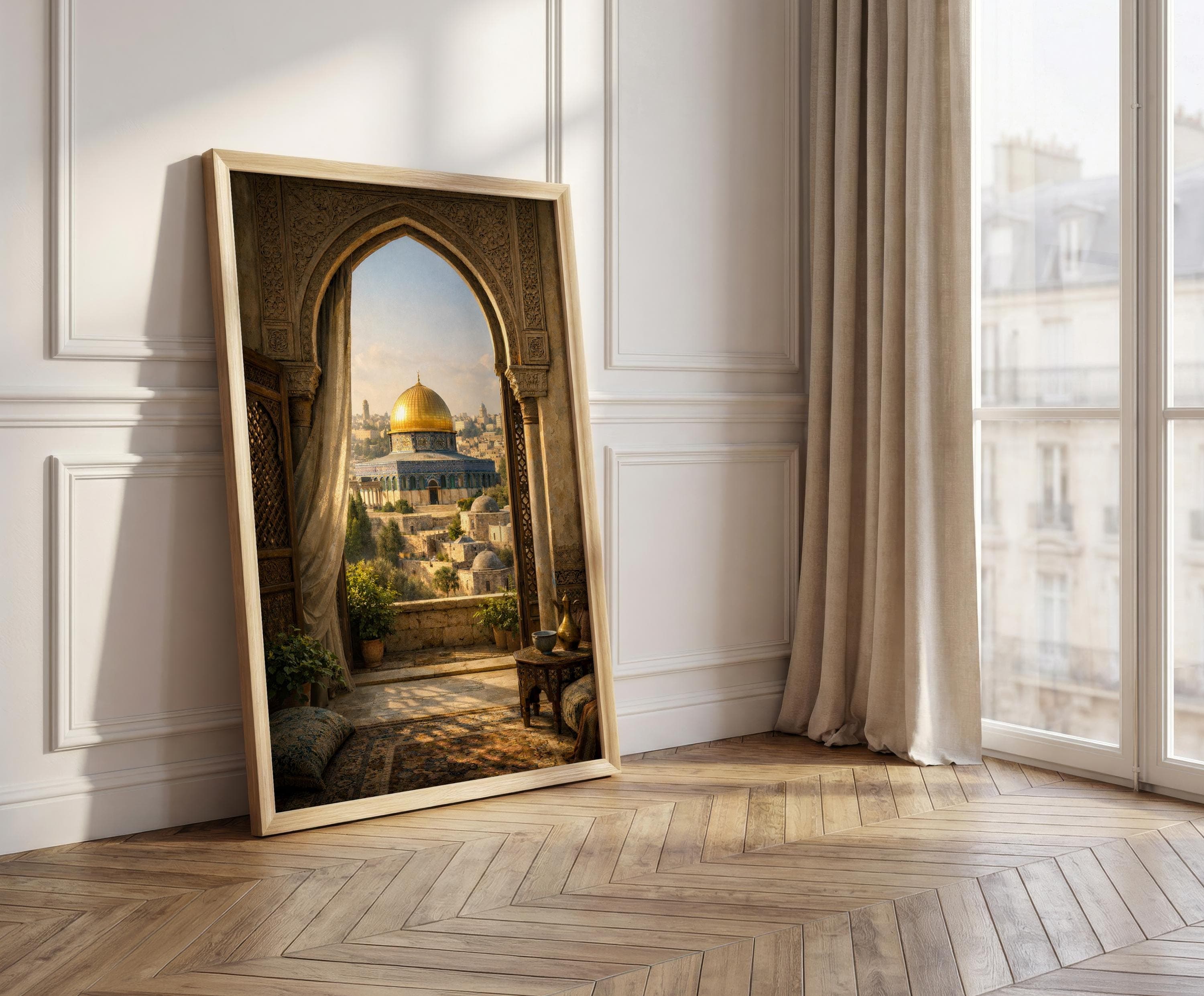 Al Aqsa Golden Dome Wall Art Print, Islamic Wall Decor, Muslim Home Gift, Mosque Poster, Fine Art Painting - image 3