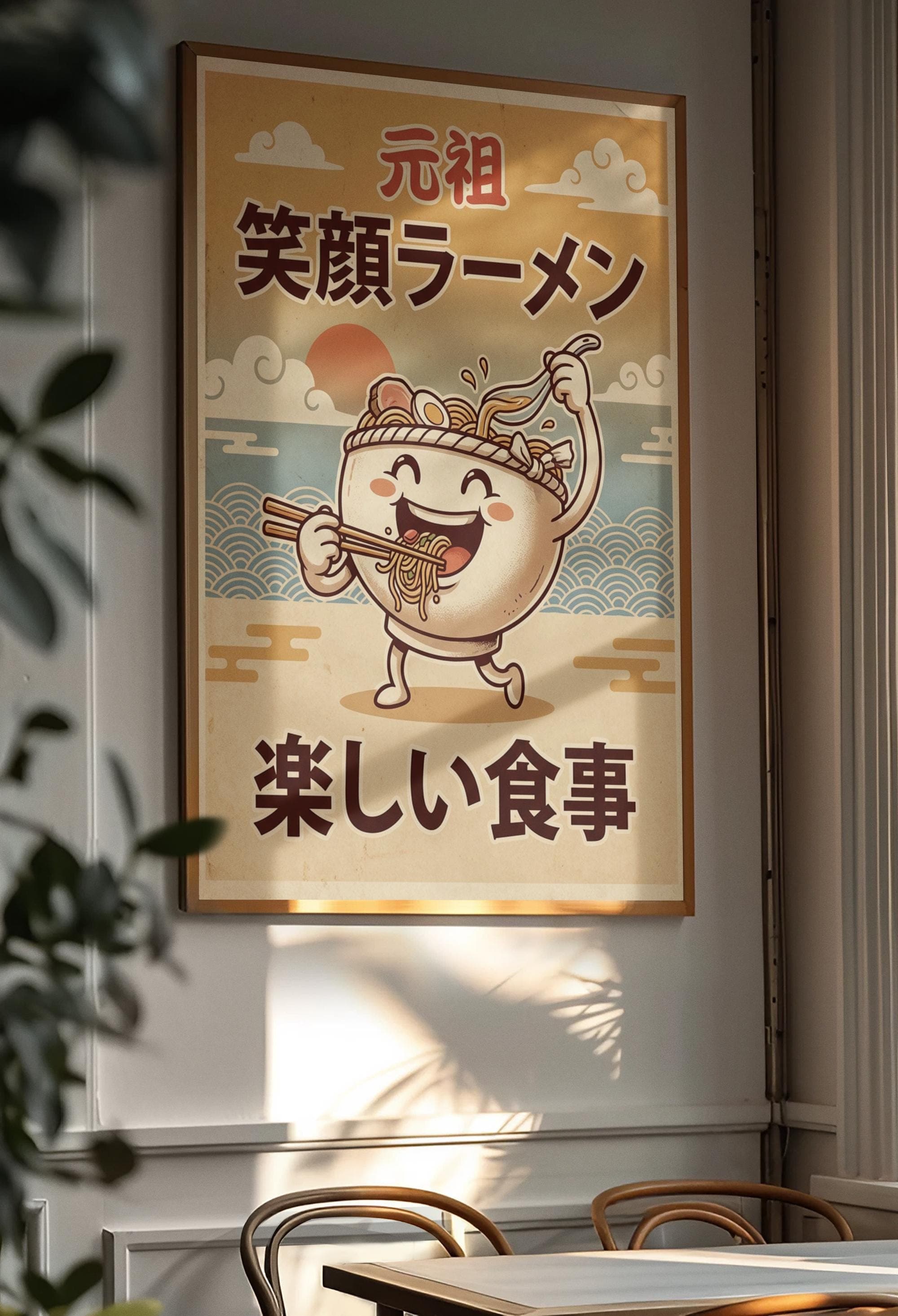 Vintage Japanese Ramen Wall Art – Ramen Bowl Poster, Retro Food, Kawaii Kitchen Decor - image 4