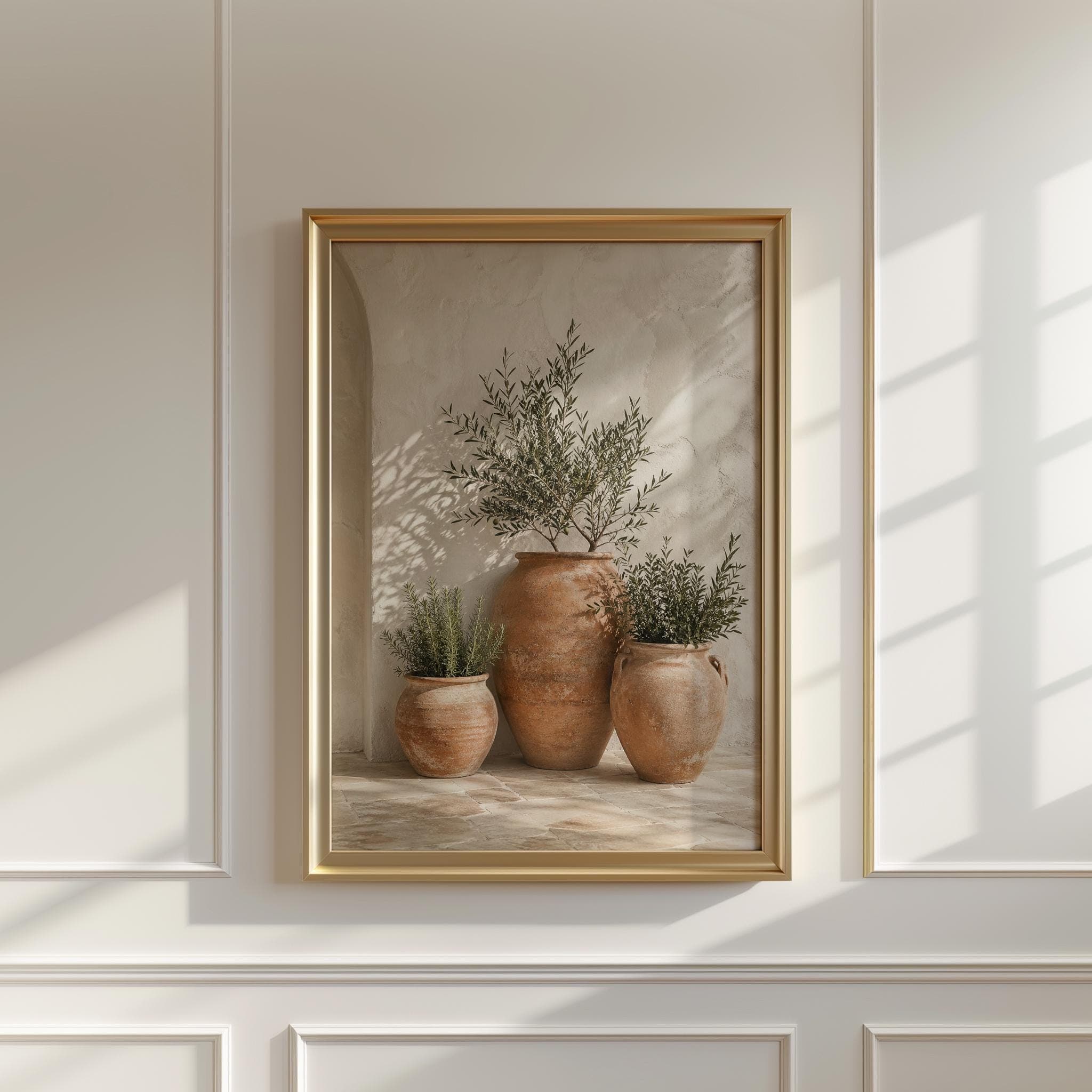 Mediterranean Terracotta Pot Print, Andalusian Courtyard Wall Art, Olive Rosemary Botanical Poster, Neutral Villa Decor - image 4