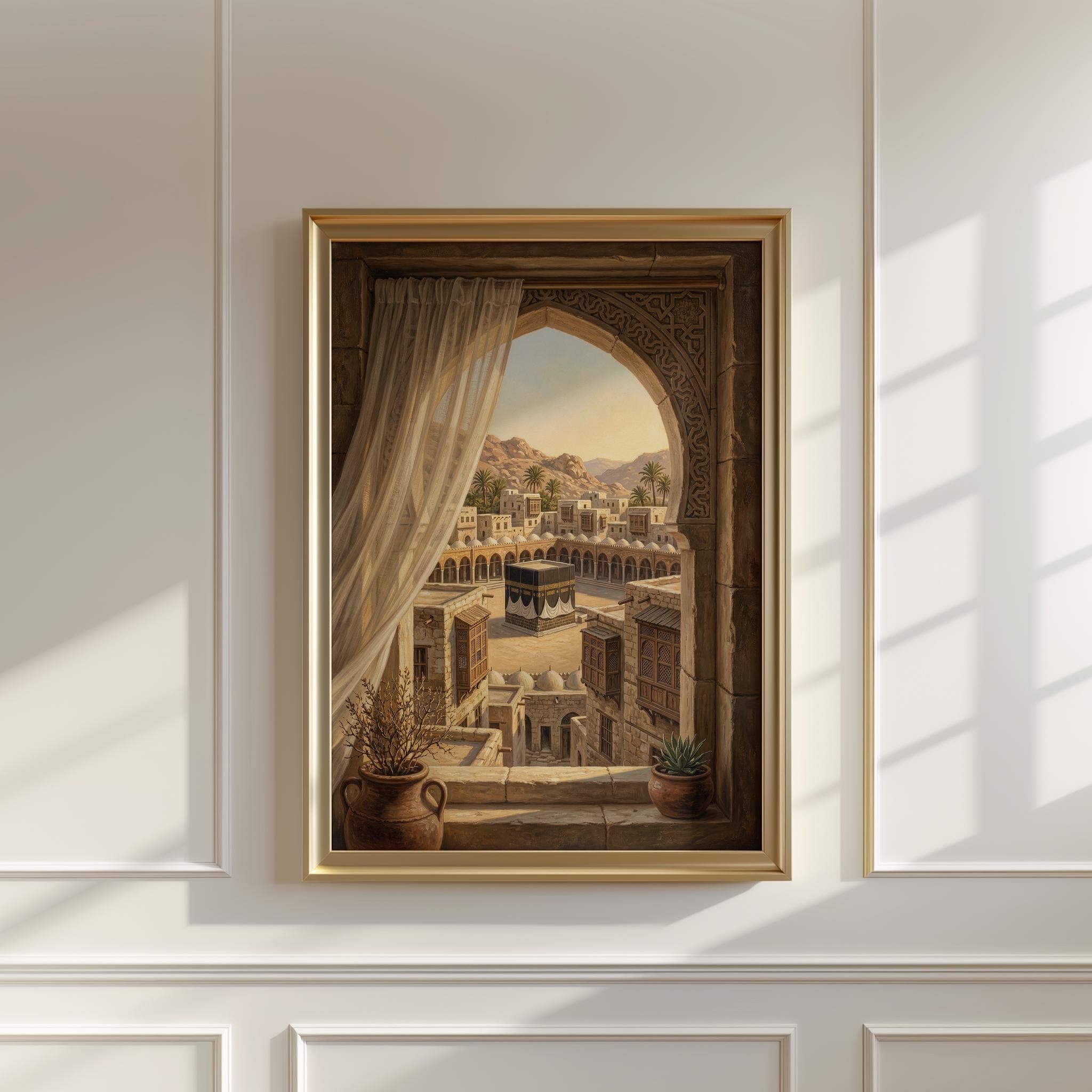 Mecca Wall Art Print | Window View of Masjid al Haram | Kaaba Islamic Home Decor - image 3