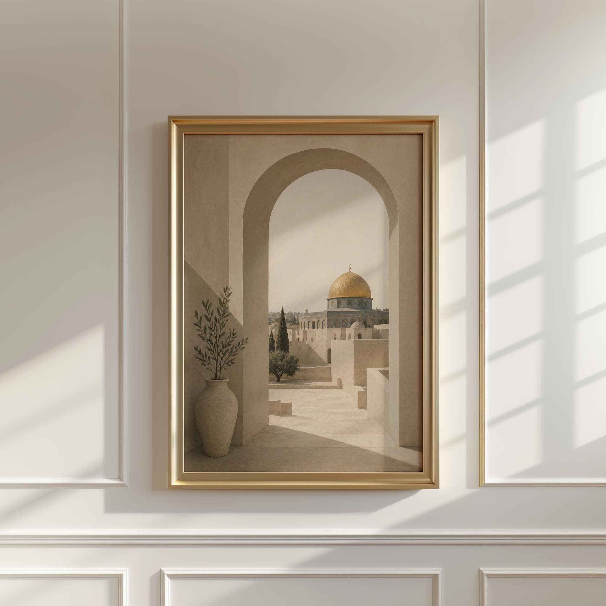 Al Aqsa Wall Art Print, Dome of the Rock Islamic Art, Palestine Mosque Architecture, Neutral Muslim Home Decor - image 3