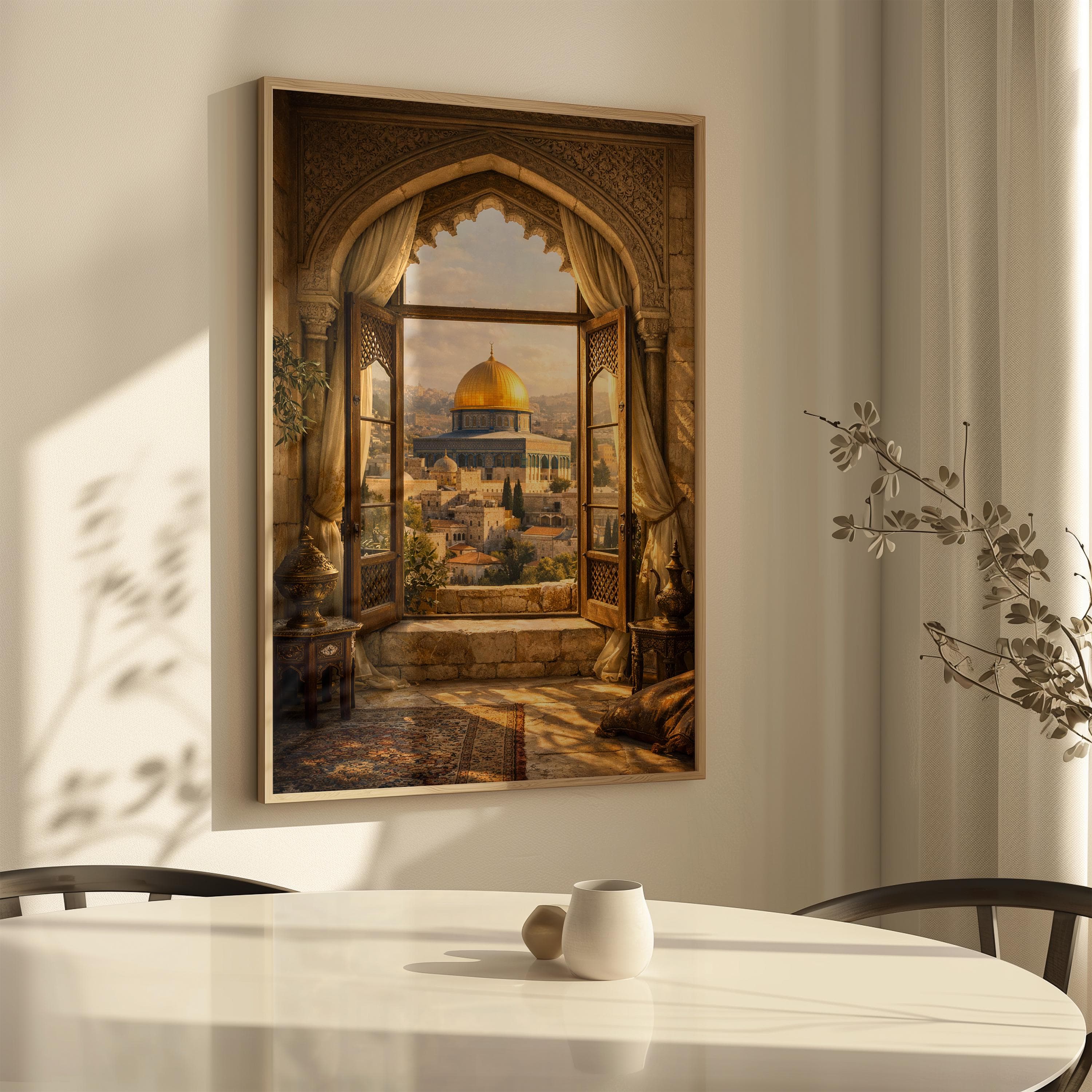 Window View of the Dome of the Rock, Al Aqsa Islamic Wall Art, Palestine Print, Muslim Gift - image 3