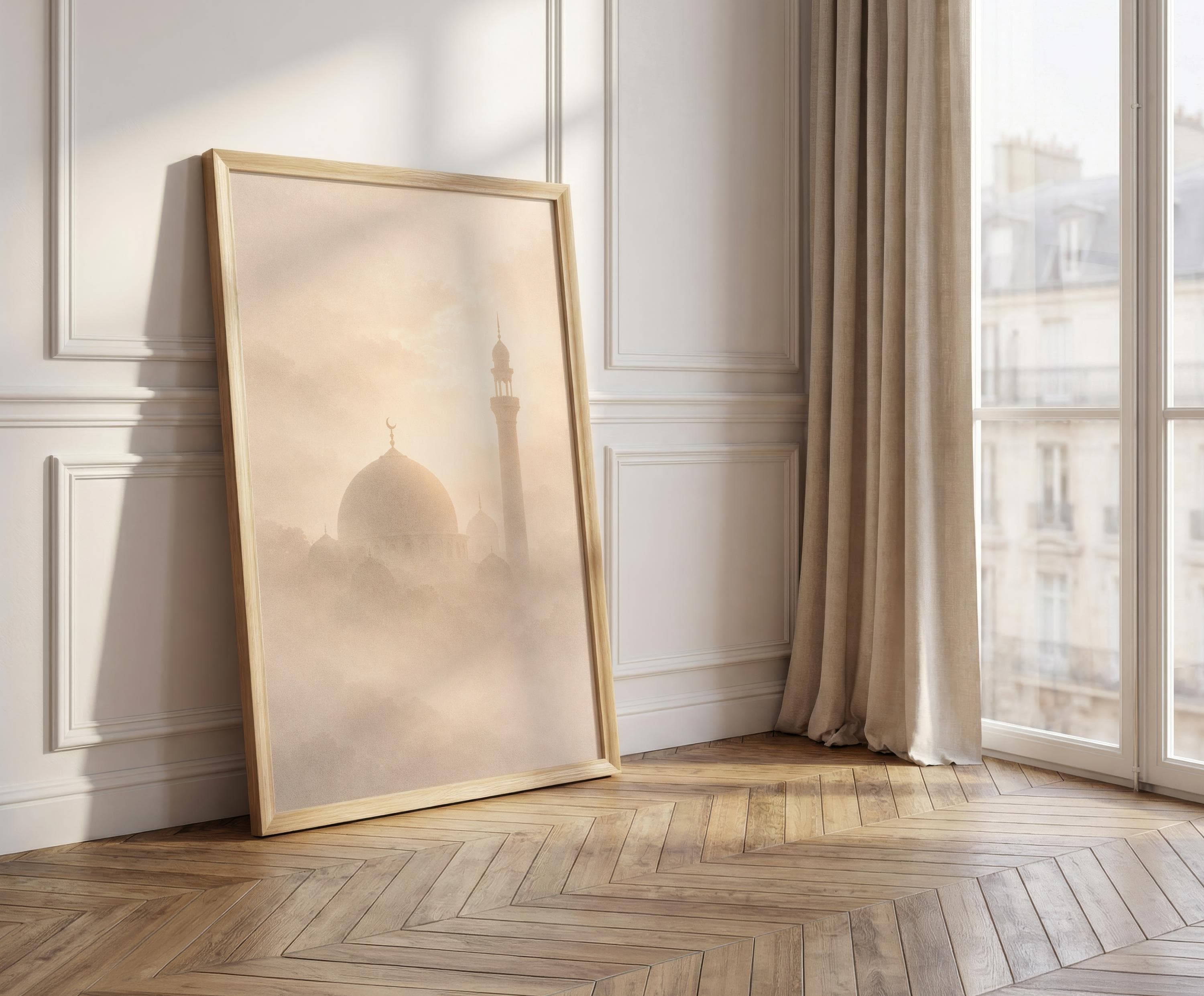Islamic Wall Art, Minimalist Mosque Print, Neutral Muslim Decor, Beige Islamic Architecture Poster, Spiritual Home Decor - image 5