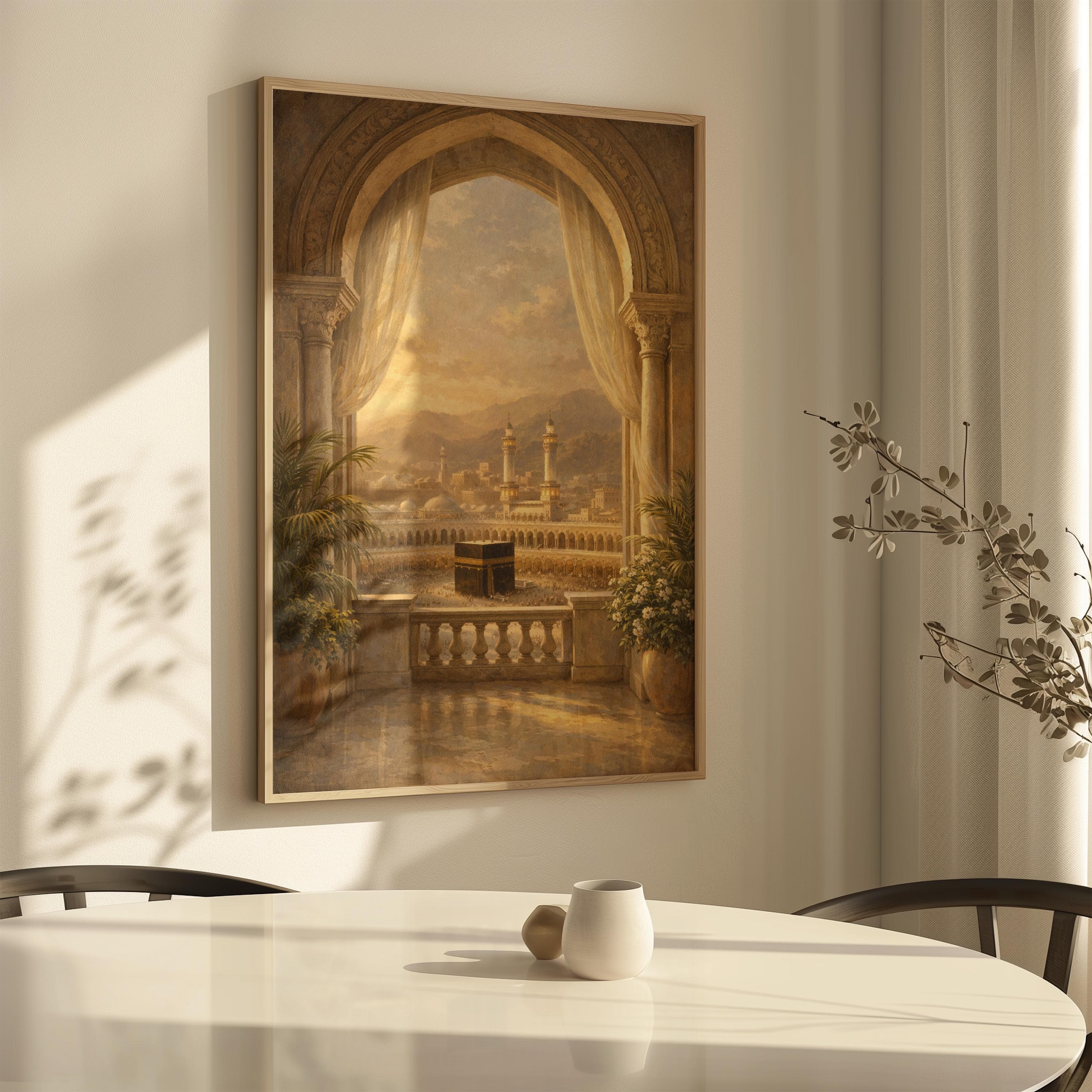 Kaaba Wall Art, Mecca View Print, Masjid al Haram Poster, Islamic Decor, Arch Window Artwork, Luxury Islamic Art - image 5