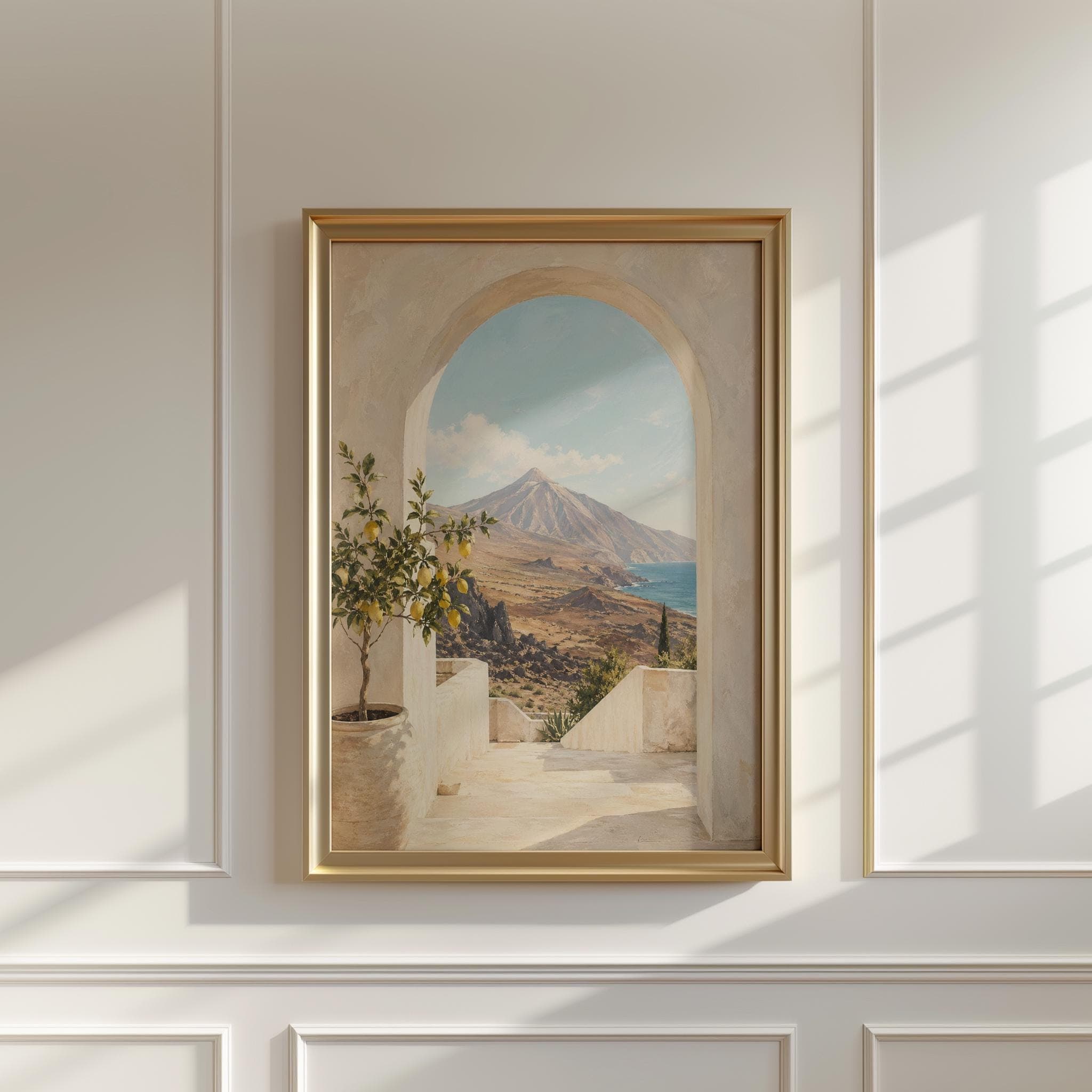 Tenerife Wall Art Print, Mount Teide Painting, Canary Islands Travel Poster, Volcanic Coastal Arch Decor - image 4