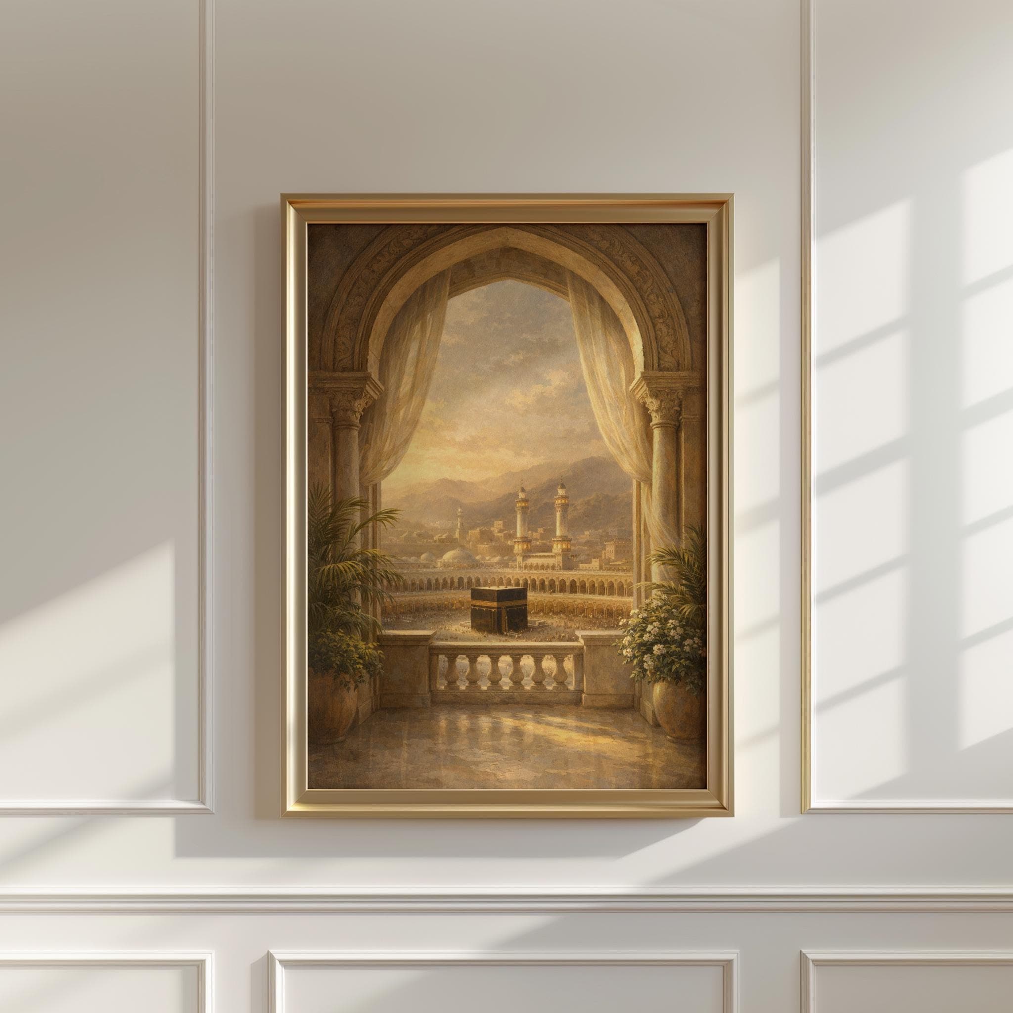 Kaaba Wall Art, Mecca View Print, Masjid al Haram Poster, Islamic Decor, Arch Window Artwork, Luxury Islamic Art - image 3