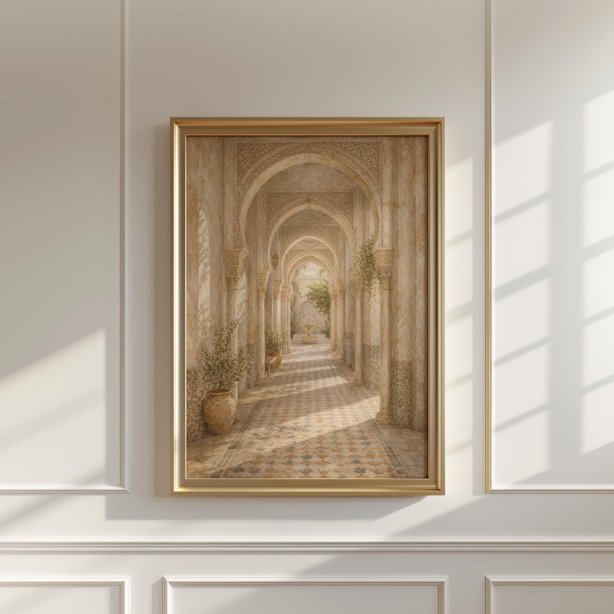 Andalusian Moorish Arch Hallway Wall Art Print, Alhambra Corridor Poster, Islamic Architecture Decor, Spanish Palace Interior Art - image 4