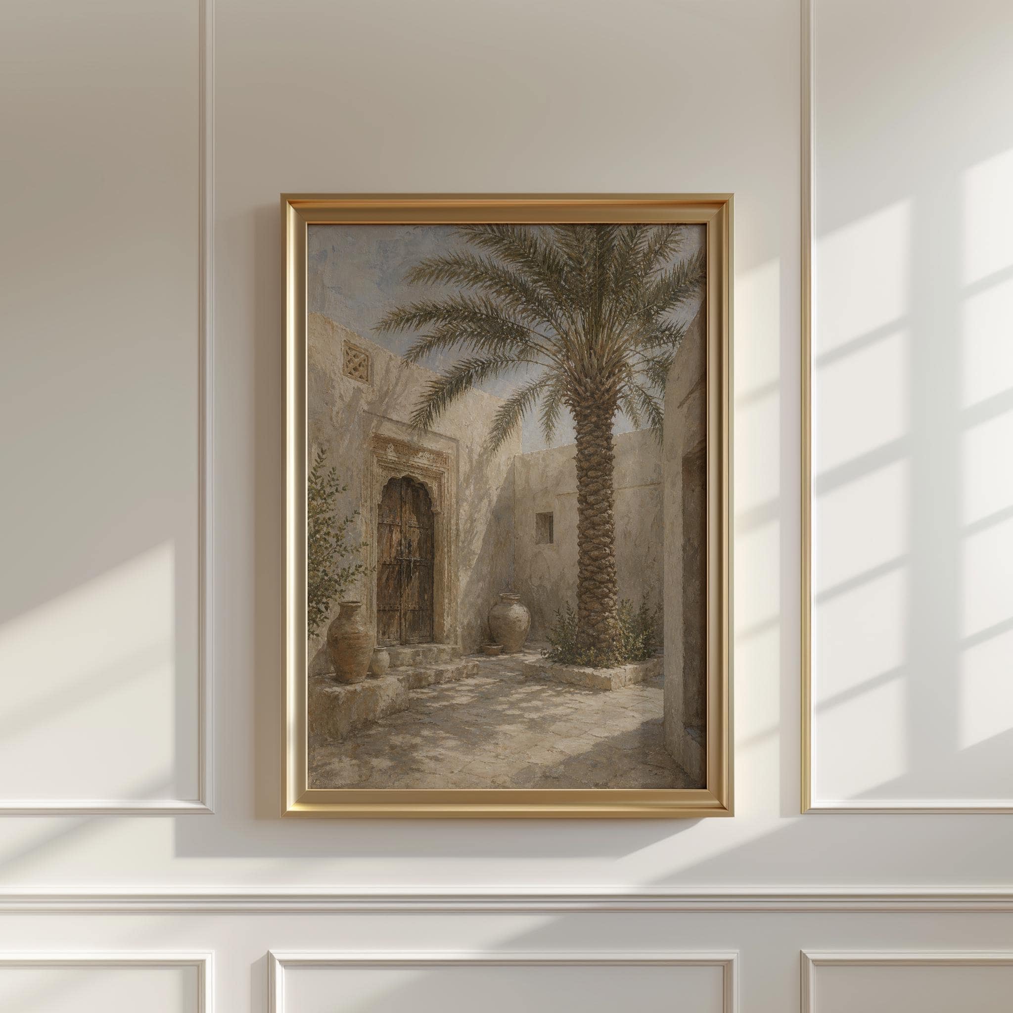 Omani Courtyard Print, Date Palm Wall Art, Middle Eastern Architecture Art, Neutral Desert Fine Art, Muscat Style Decor - image 4