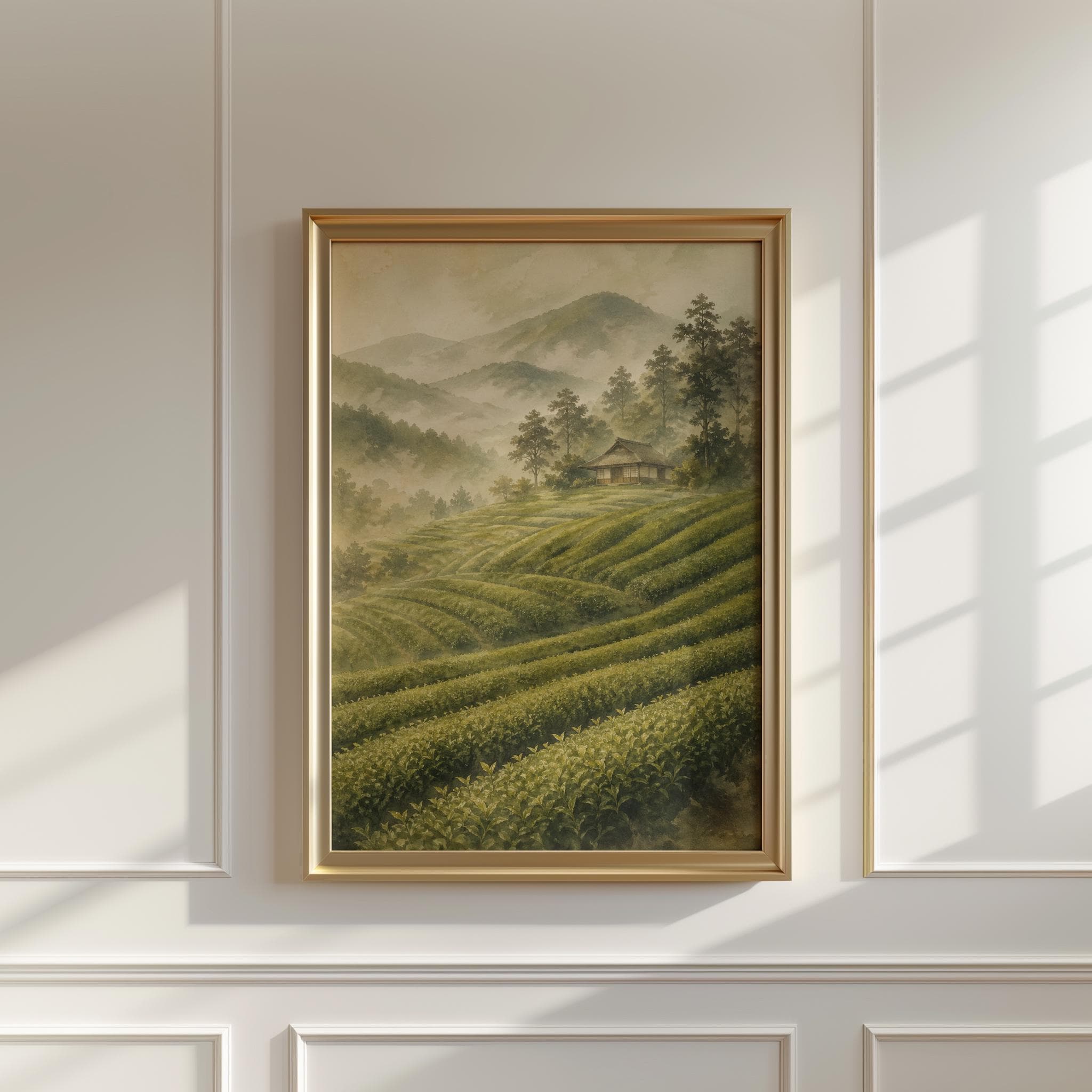 Uji Matcha Tea Fields Print, Japanese Tea Plantation Wall Art, Japandi Green Landscape, Wabi Sabi Japan Countryside Art - image 3