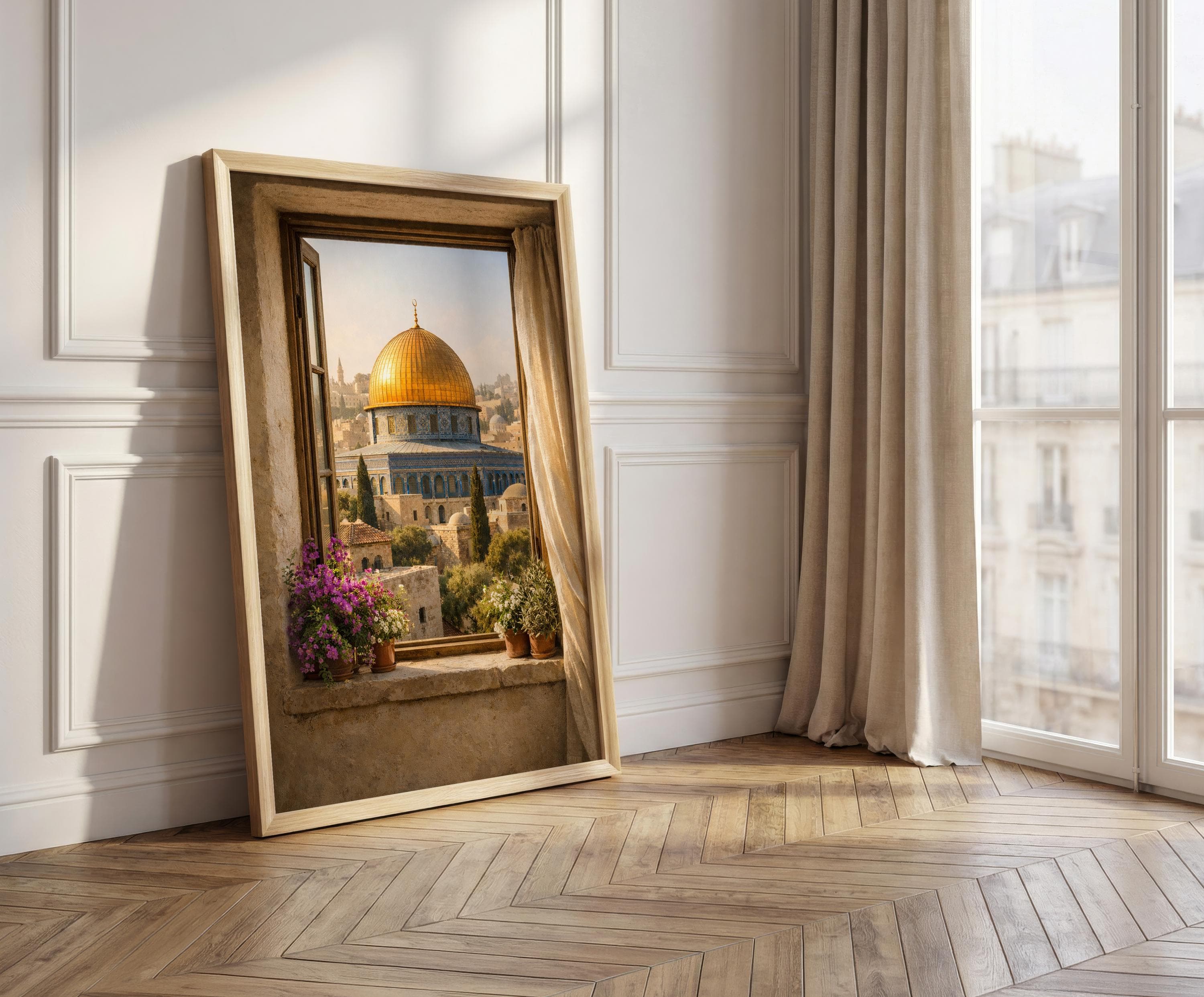 Dome of the Rock Print, Islamic Wall Art, Al Aqsa Art, Muslim Home Decor, Palestine Wall Art, Fine Art Mosque Painting - image 3