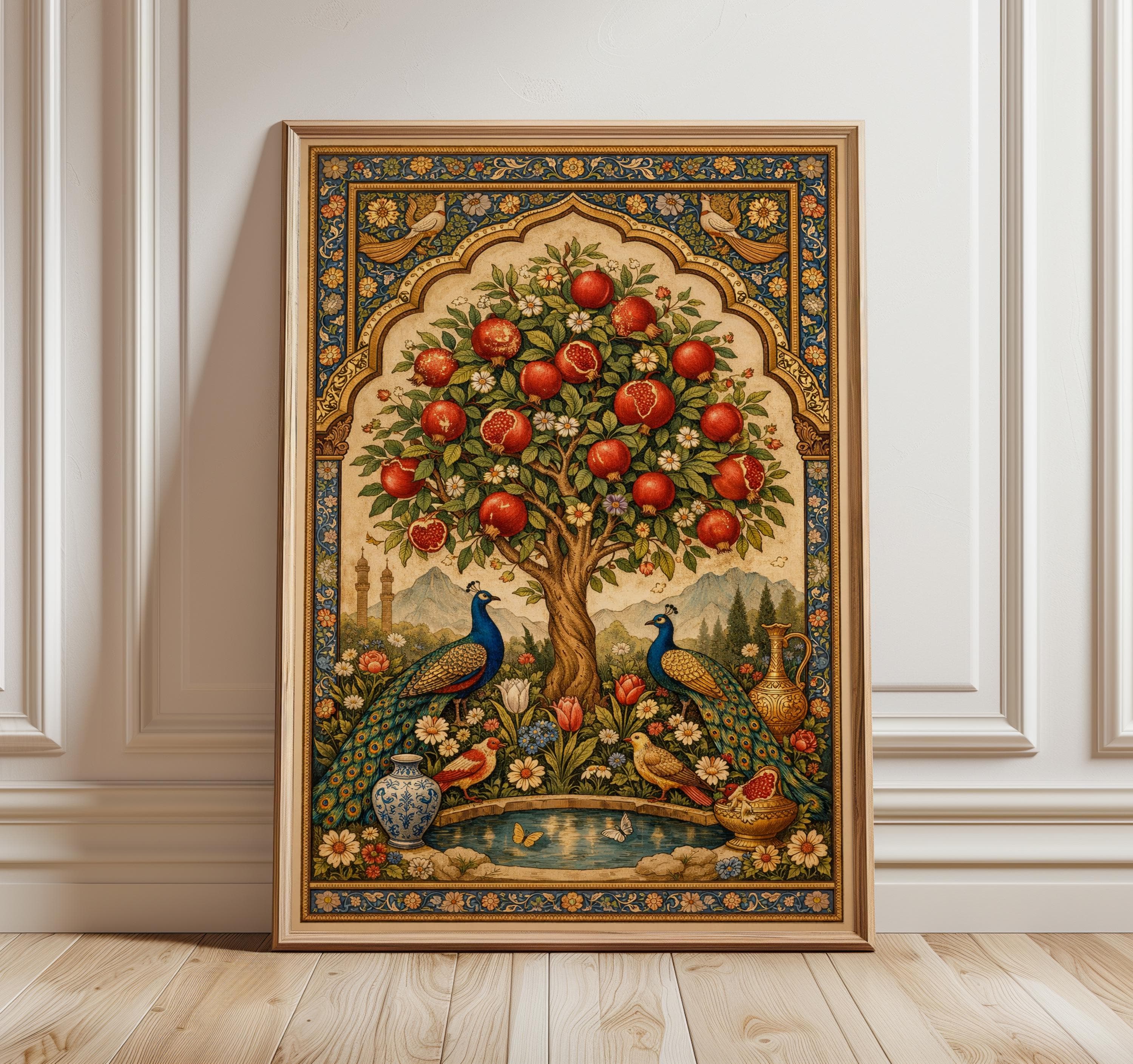 Persian Pomegranate Tree Art | Middle Eastern Wall Art Print | Islamic Home Decor | Traditional Persian Decor