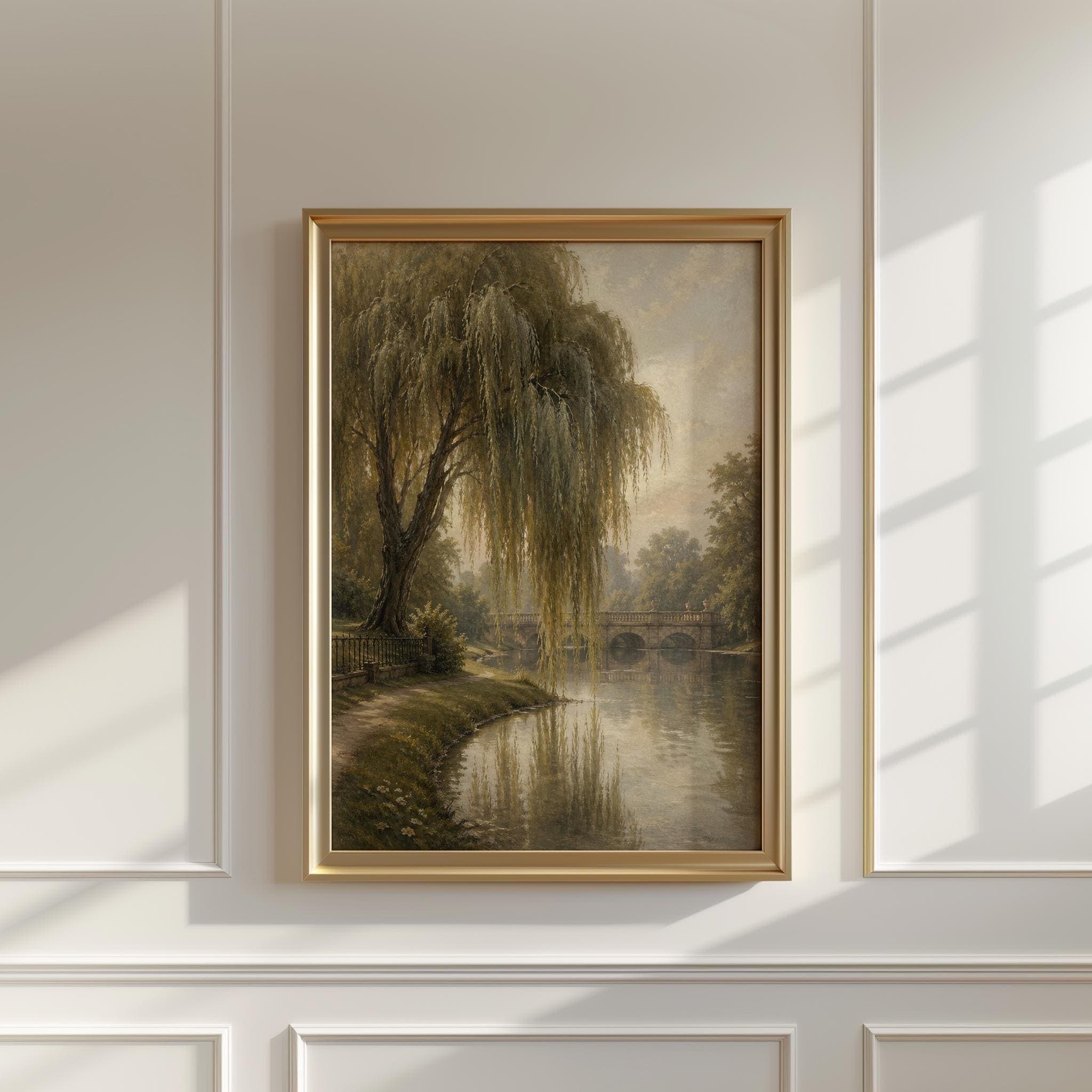 Weeping Willow Wall Art Print, British Park Landscape Painting, London Park Lake Poster, English Countryside Wall Decor - image 5