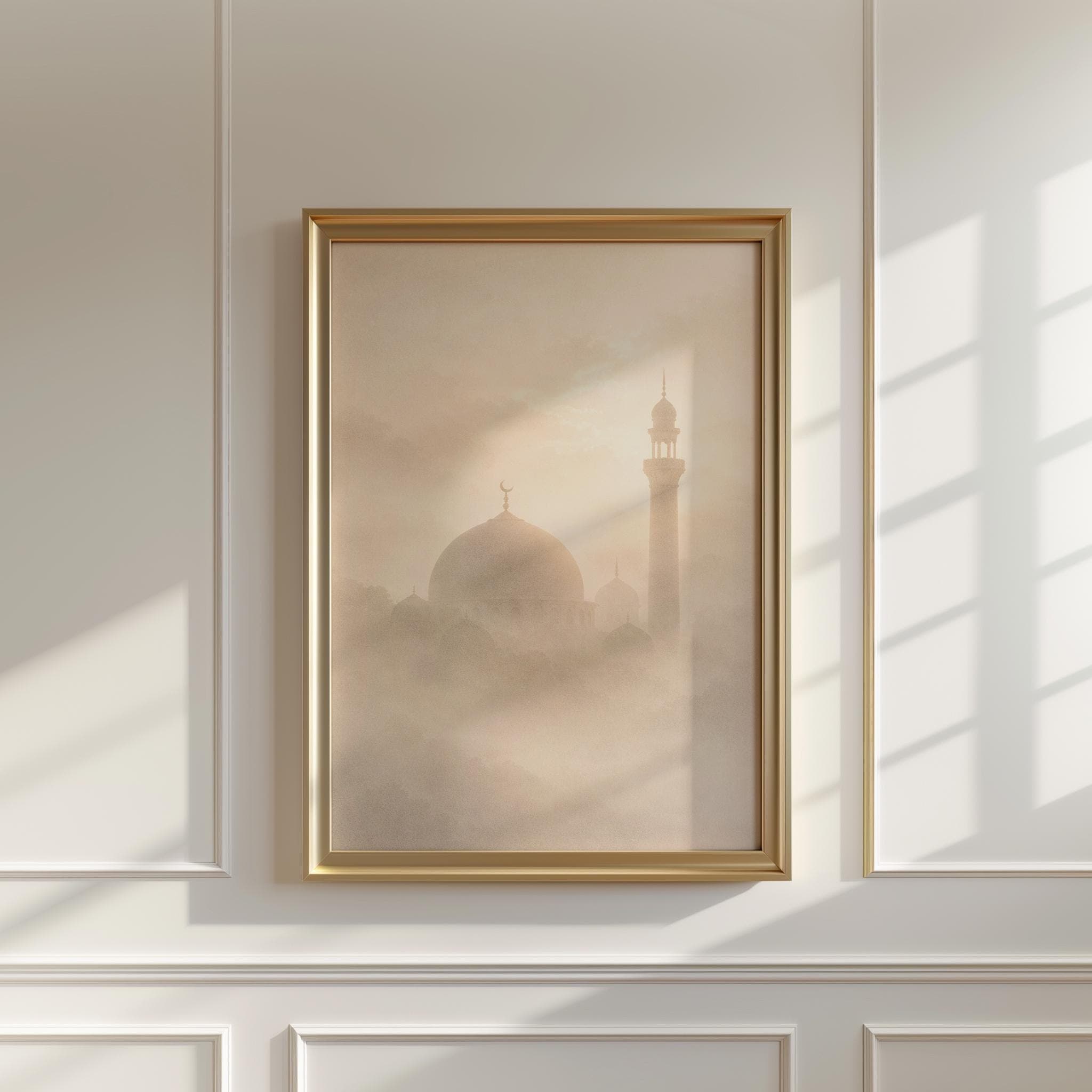 Islamic Wall Art, Minimalist Mosque Print, Neutral Muslim Decor, Beige Islamic Architecture Poster, Spiritual Home Decor - image 3