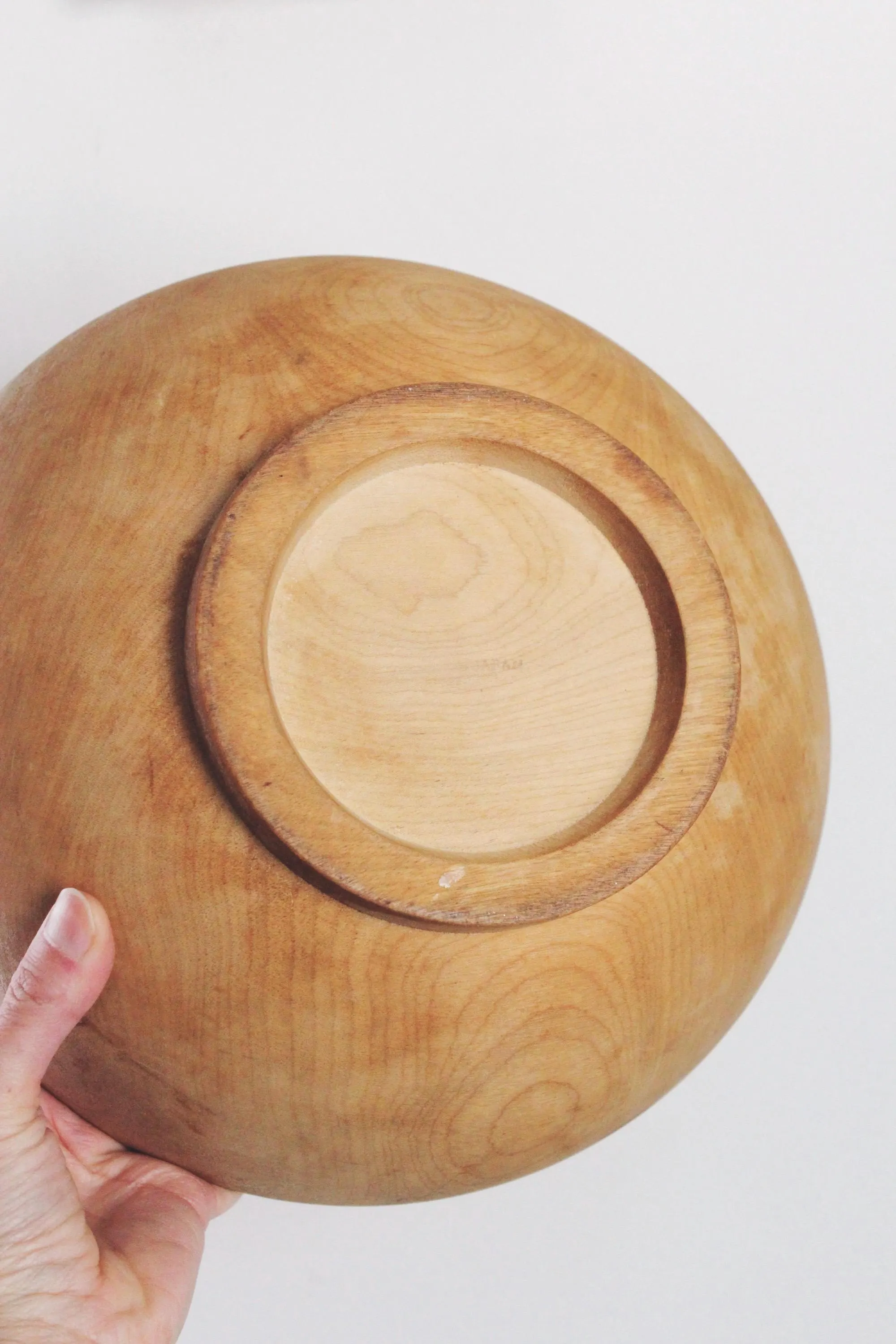 Vintage Hand-Turned Wooden Dough Bowl Primitive Farmhouse Fruit Bowl - image 4