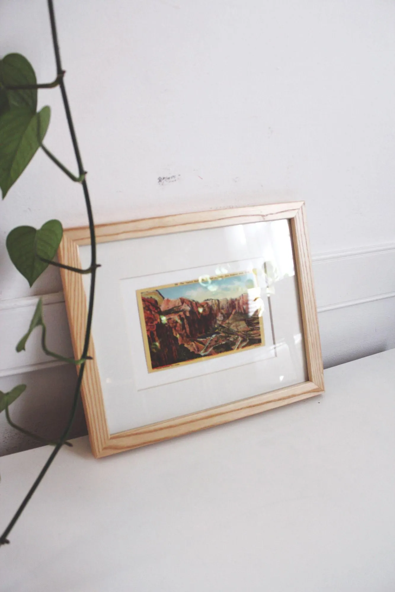 Framed Vintage Linen Postcard Zion National Park Utah Wall Art Decor Ephemera - image 2