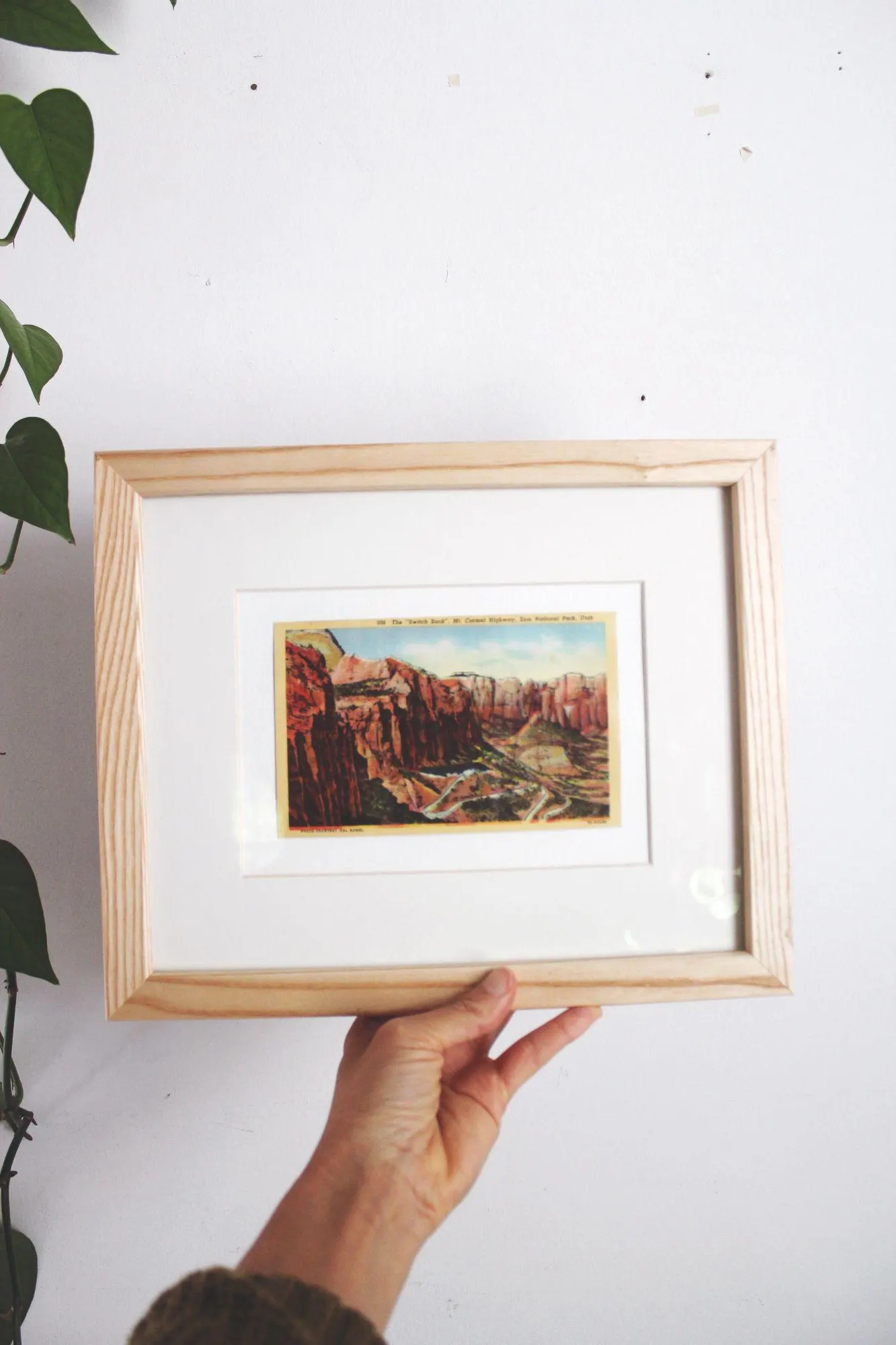 Framed Vintage Linen Postcard Zion National Park Utah Wall Art Decor Ephemera - image 3