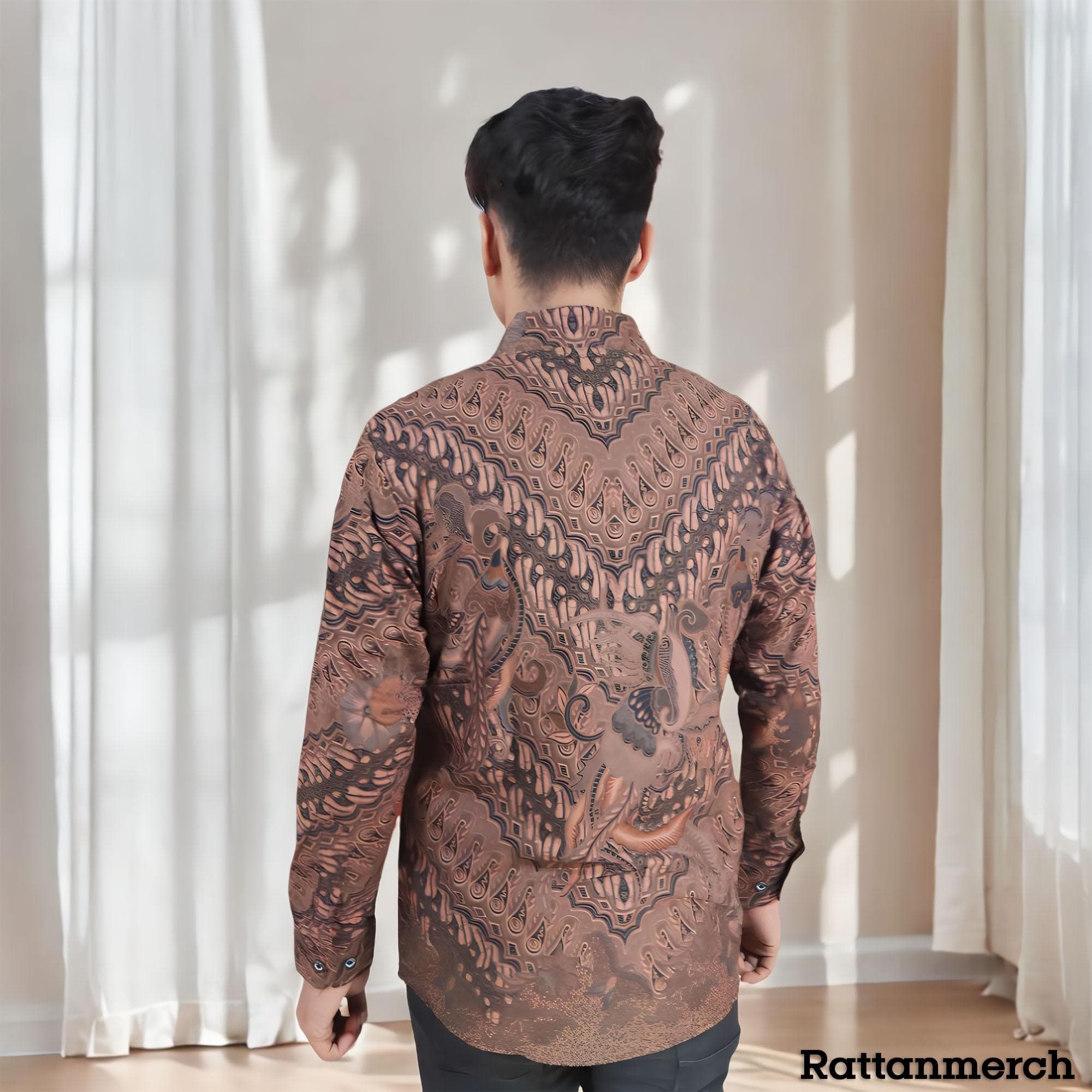 Layana Batik Shirt Premium Modern Brown Dwipamda Motif,Men Batik,Batik,Men Batik Skirt,Men'S Batik Shirts,Batik Shirts,Formal Shirt For Men