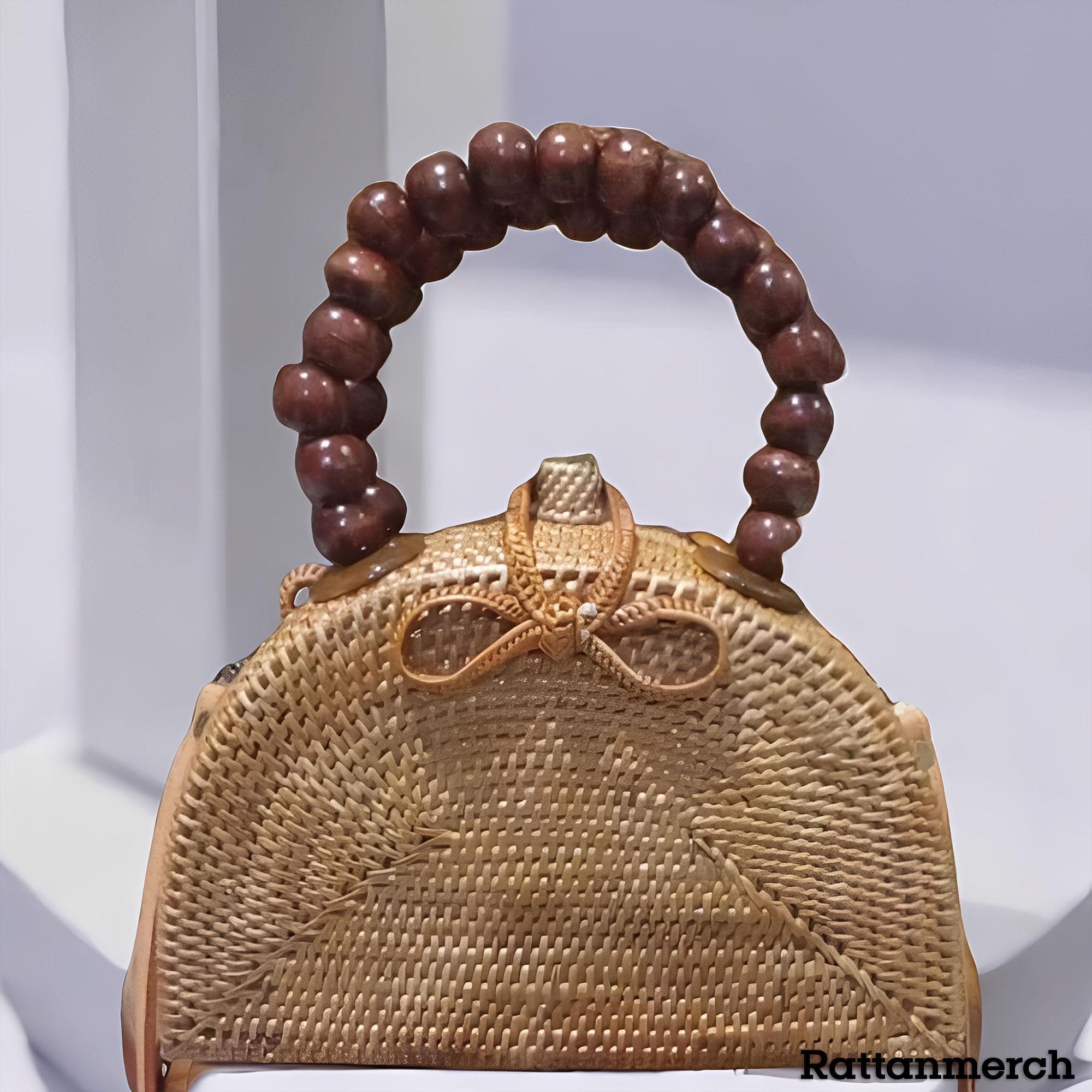 Atte Rattan Table Series D Full Balinese Weave and Wooden Rope Boho Chic Style,Rattan Sling Bag,Rattan Sling Bag Bali,Rattan Crossbody Bags