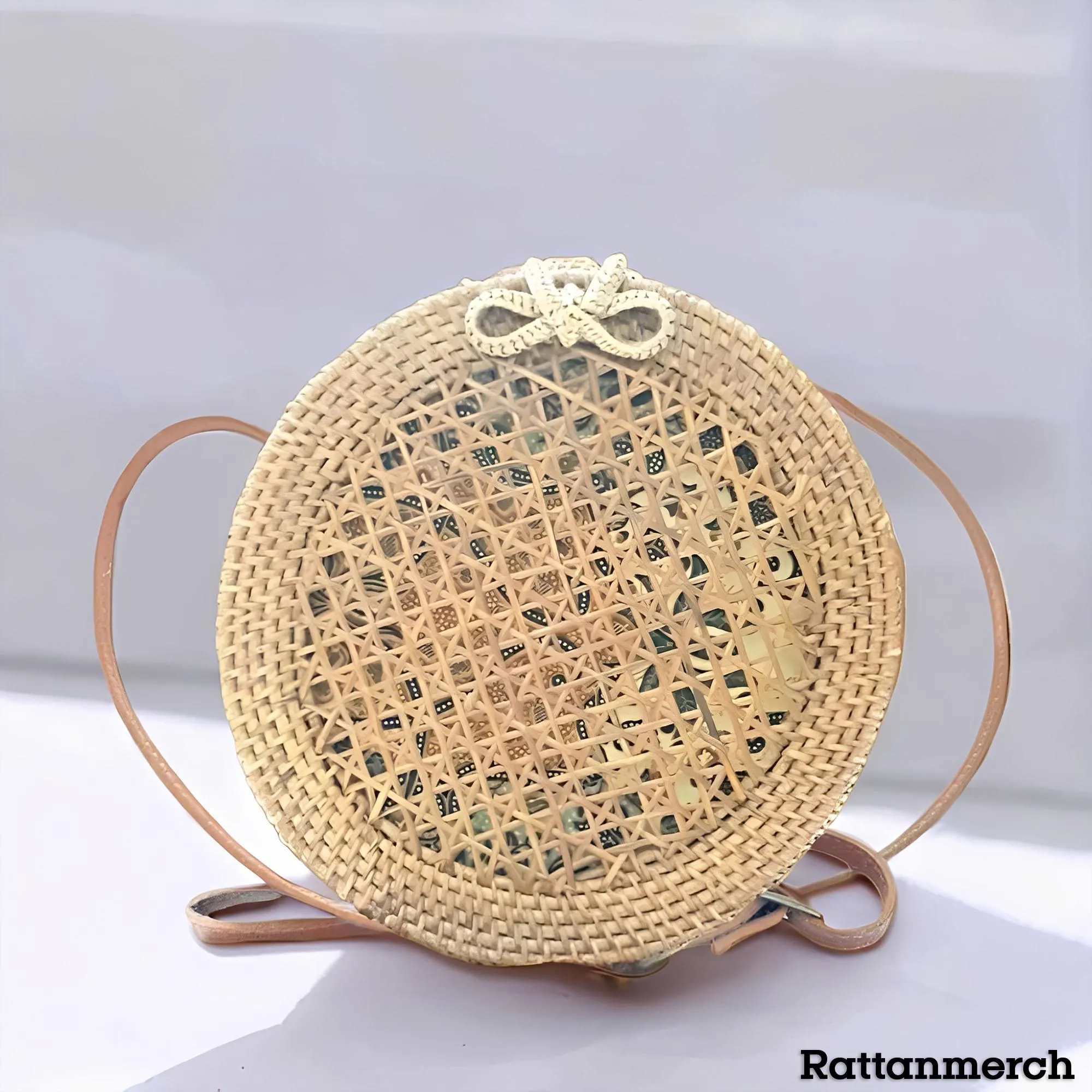 Gendit Round Rattan Bag with Net Motif Handmade Bali Elegant and Comfortable,Rattan Sling Bag,Rattan Sling Bag Bali,Rattan Crossbody Bags