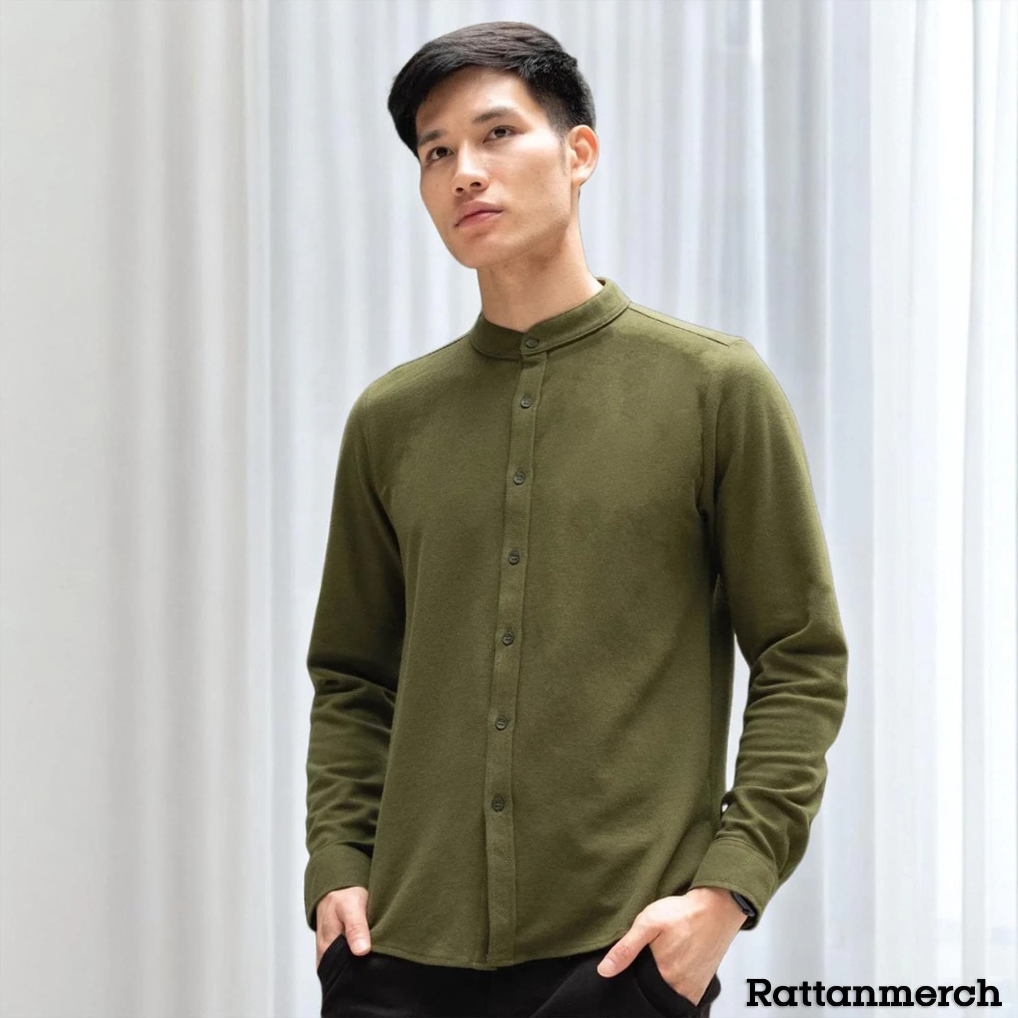 Brave Men's Koko Shirt Long Sleeve Collarless Design ProComfort Pique Material,Cotton Koko Shirt,Black Koko Shirt,Muslim Men's Wear