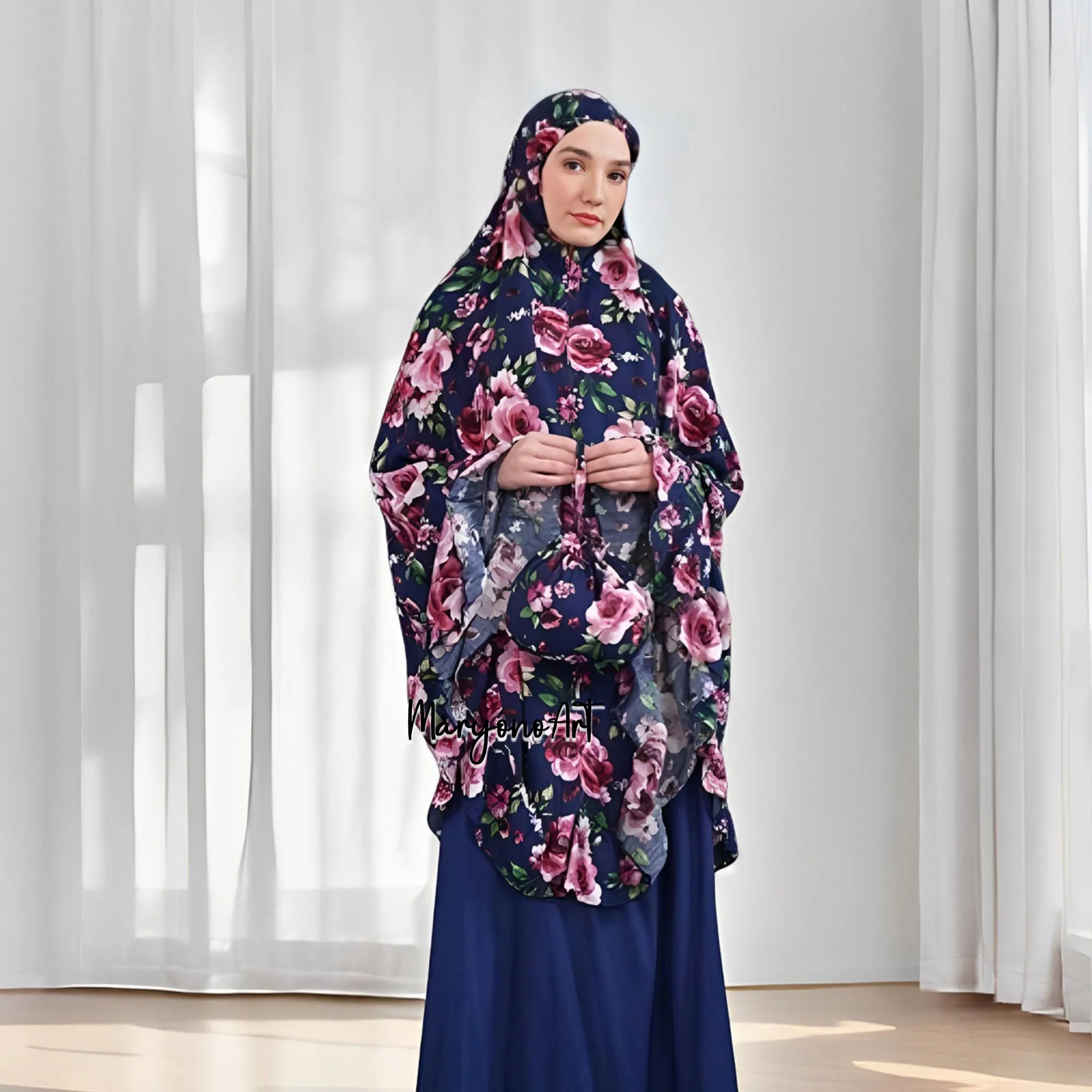 Ganashri Baheeja Elegant and Comfortable Navy Mukena,Mukena,Muslim Prayer Dress,Muslim Prayer Attire,Prayer Outfit,Muslim Prayer Clothes