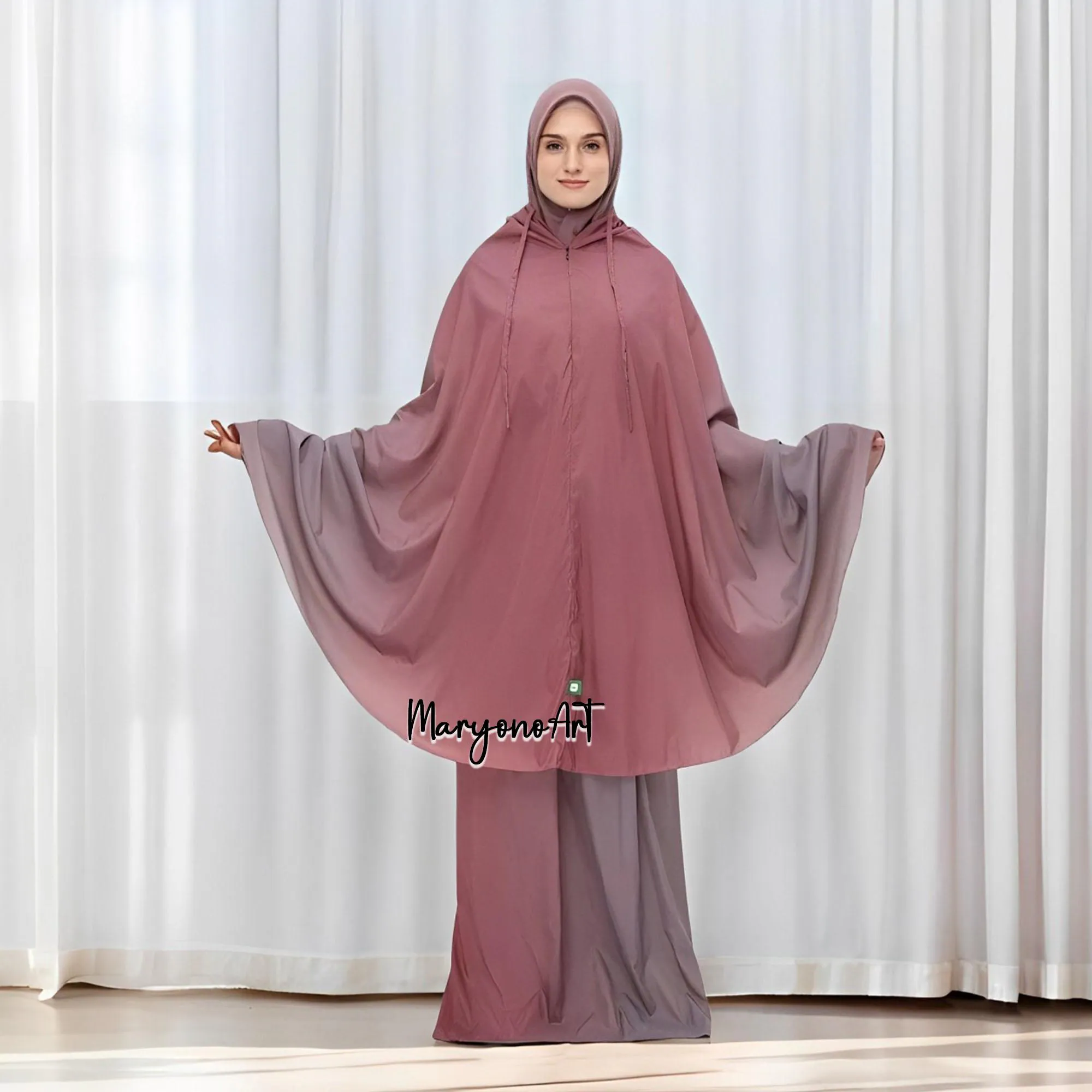Vilona Travel 2in1 Mukena Purple Pink Practical and Elegant Mukena,Mukena,Muslim Prayer Dress,Muslim Prayer Attire,Prayer Outfit